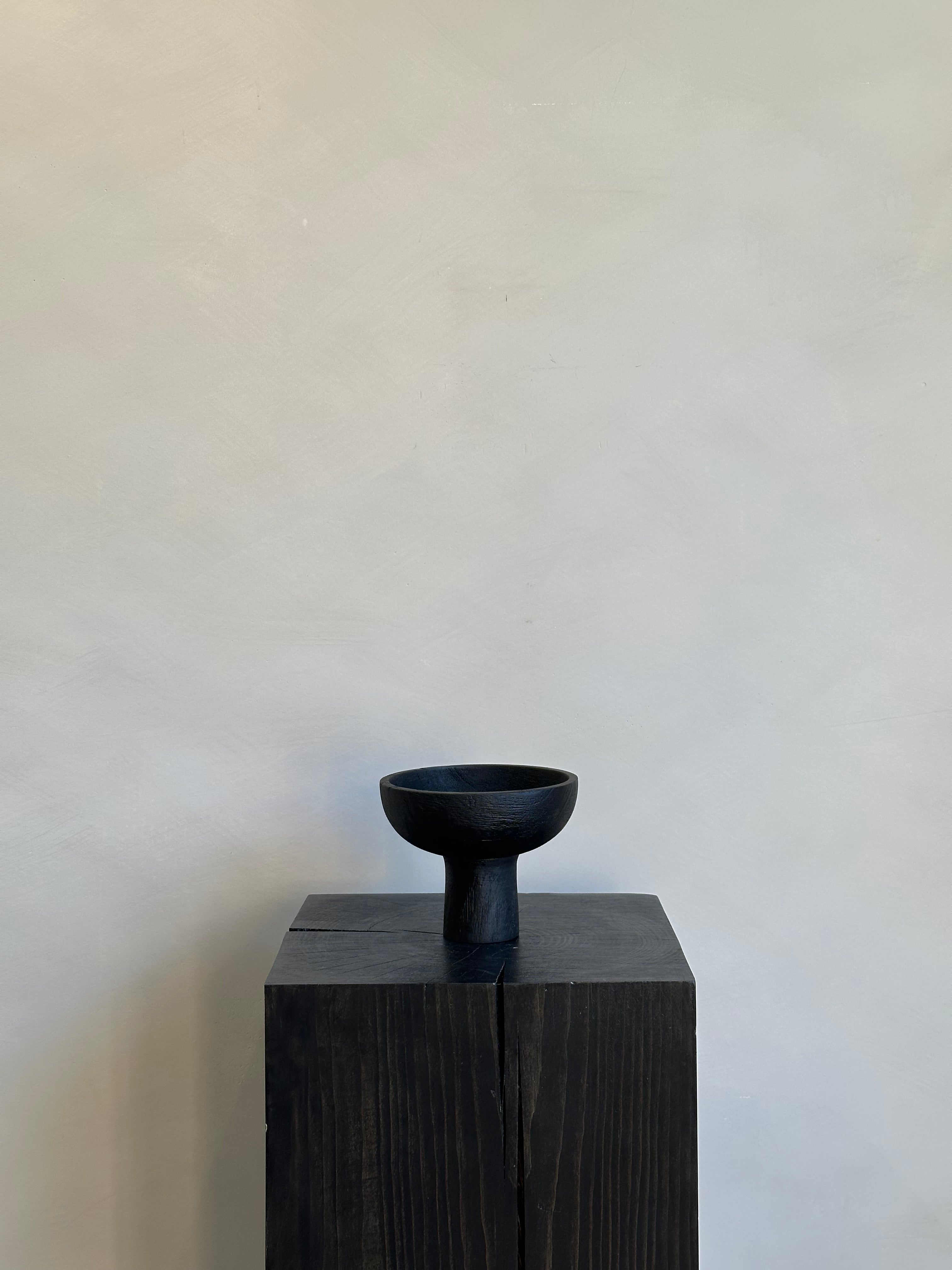 SMALL BLACK PEDESTAL BOWL