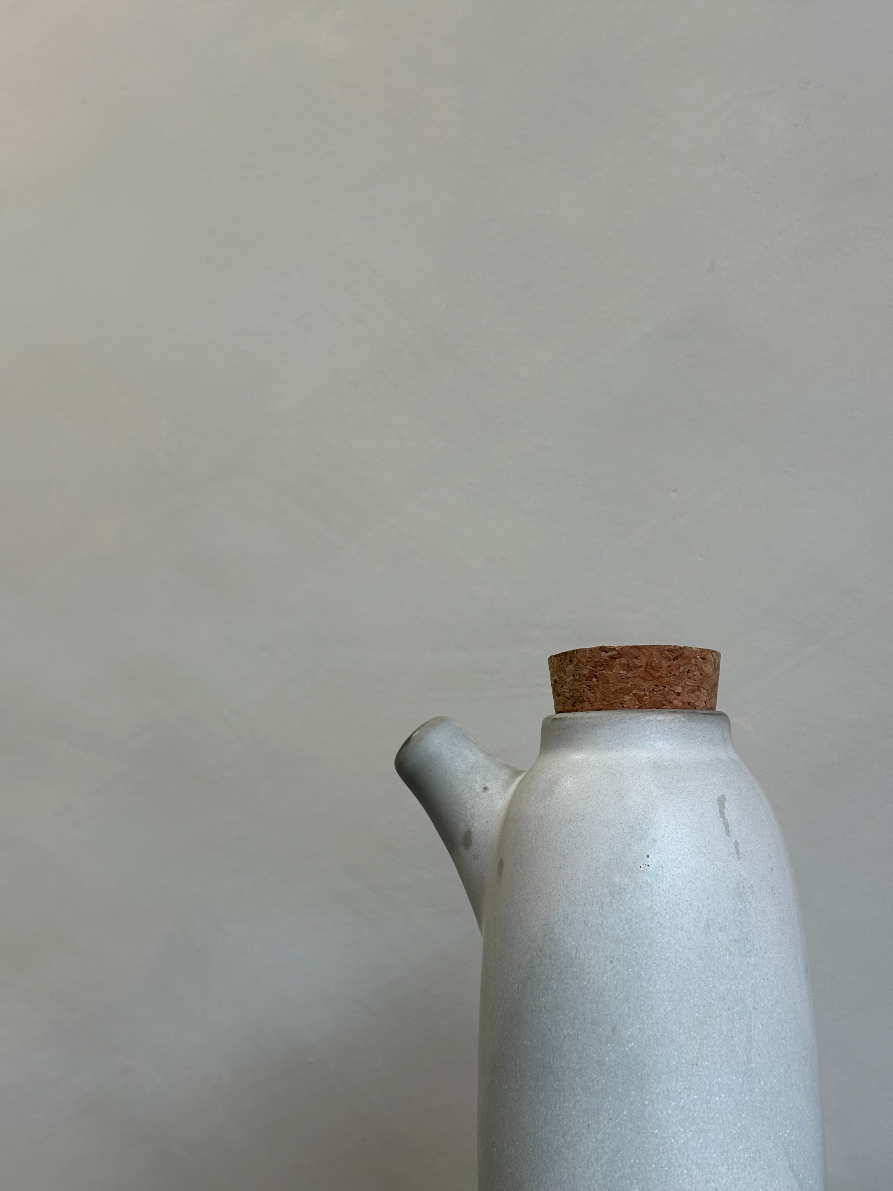 STONEWARE CRUET W/ CORK LID
