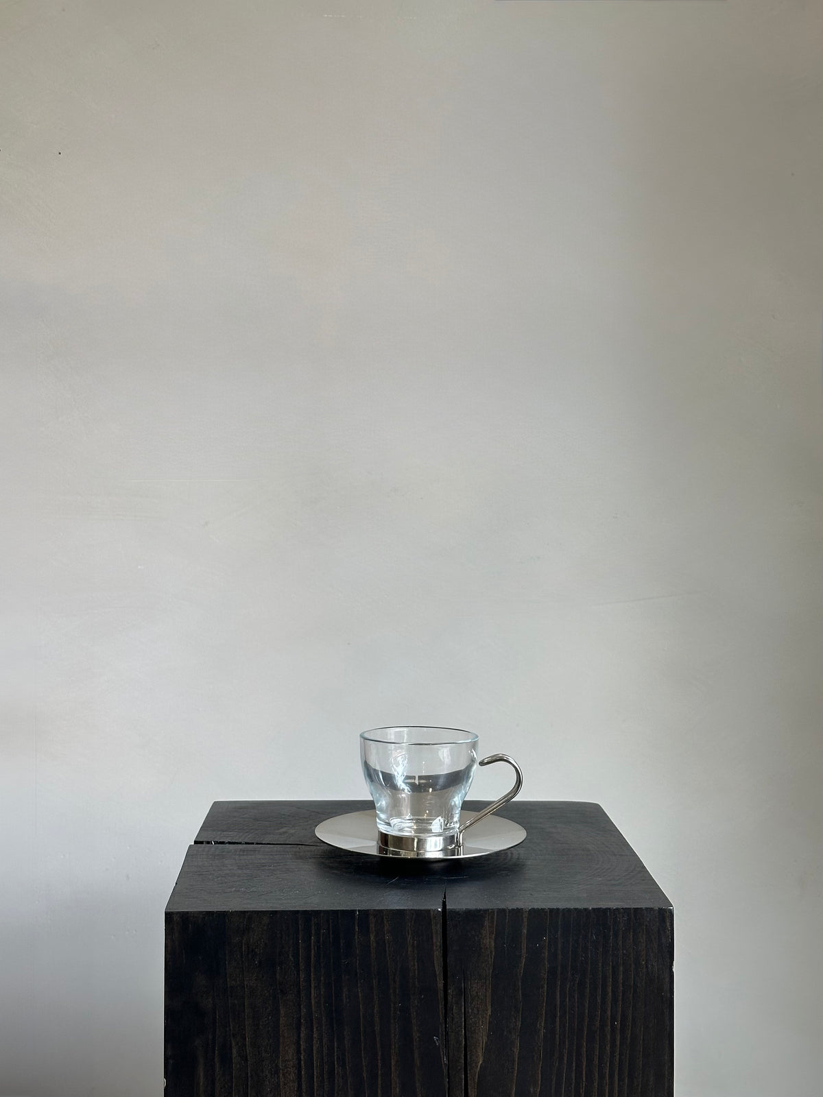 CHROME + GLASS TEA CUP