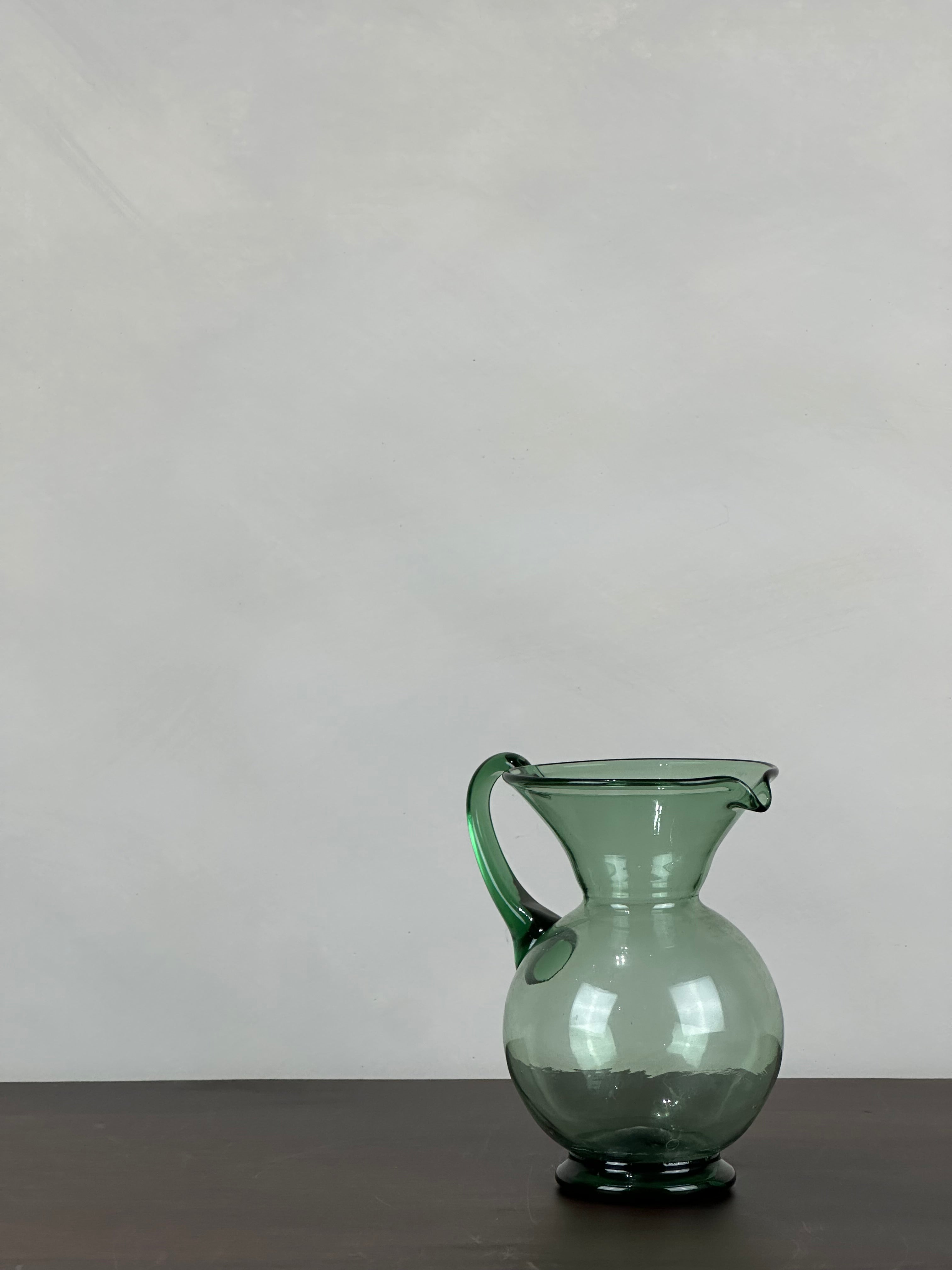 GREEN. GLASS PITCHER