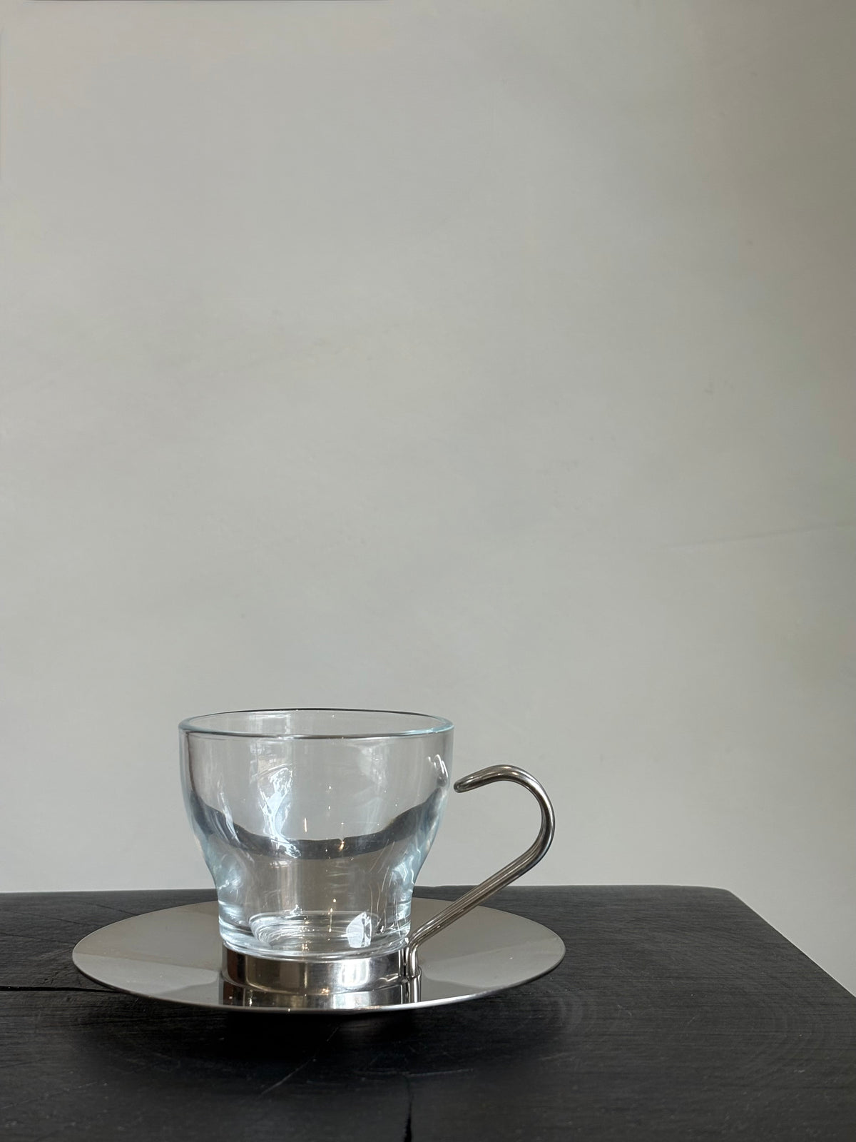 CHROME + GLASS TEA CUP