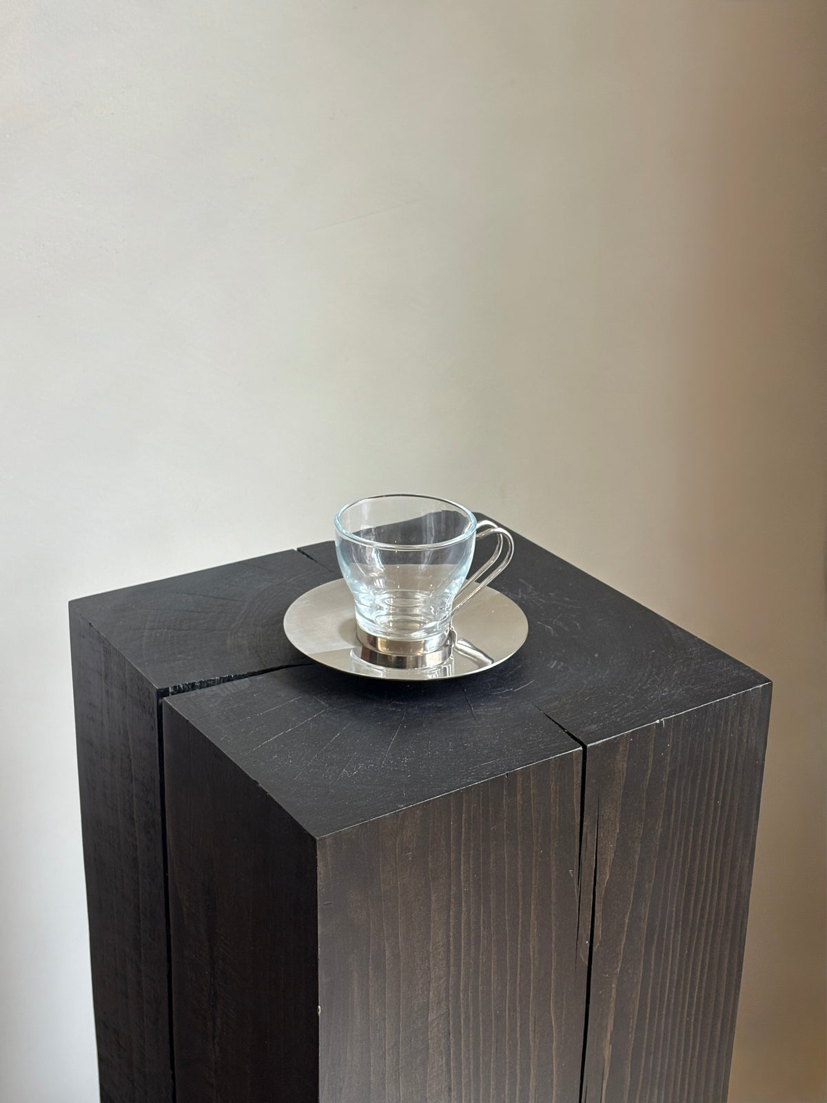 CHROME + GLASS TEA CUP
