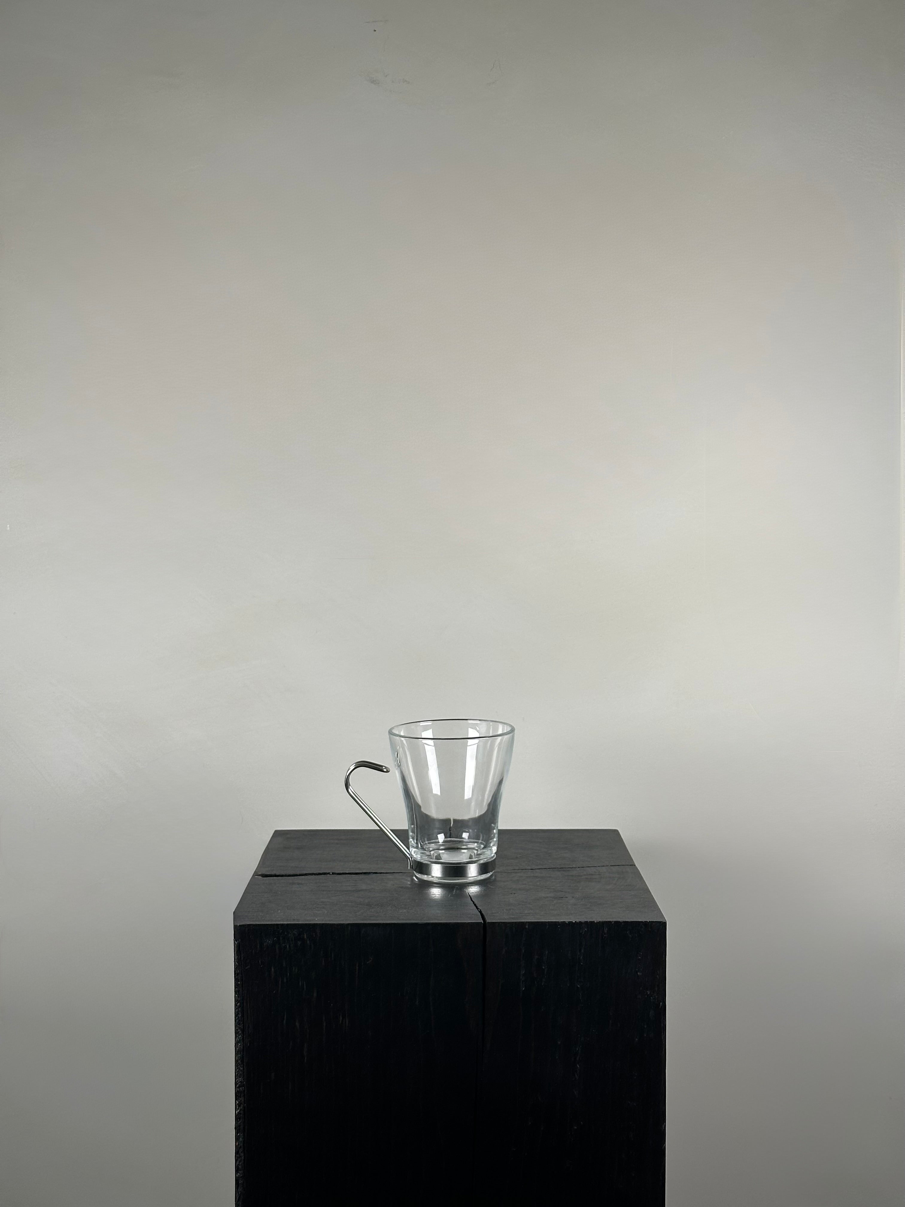 CHROME HANDLE GLASS MUG