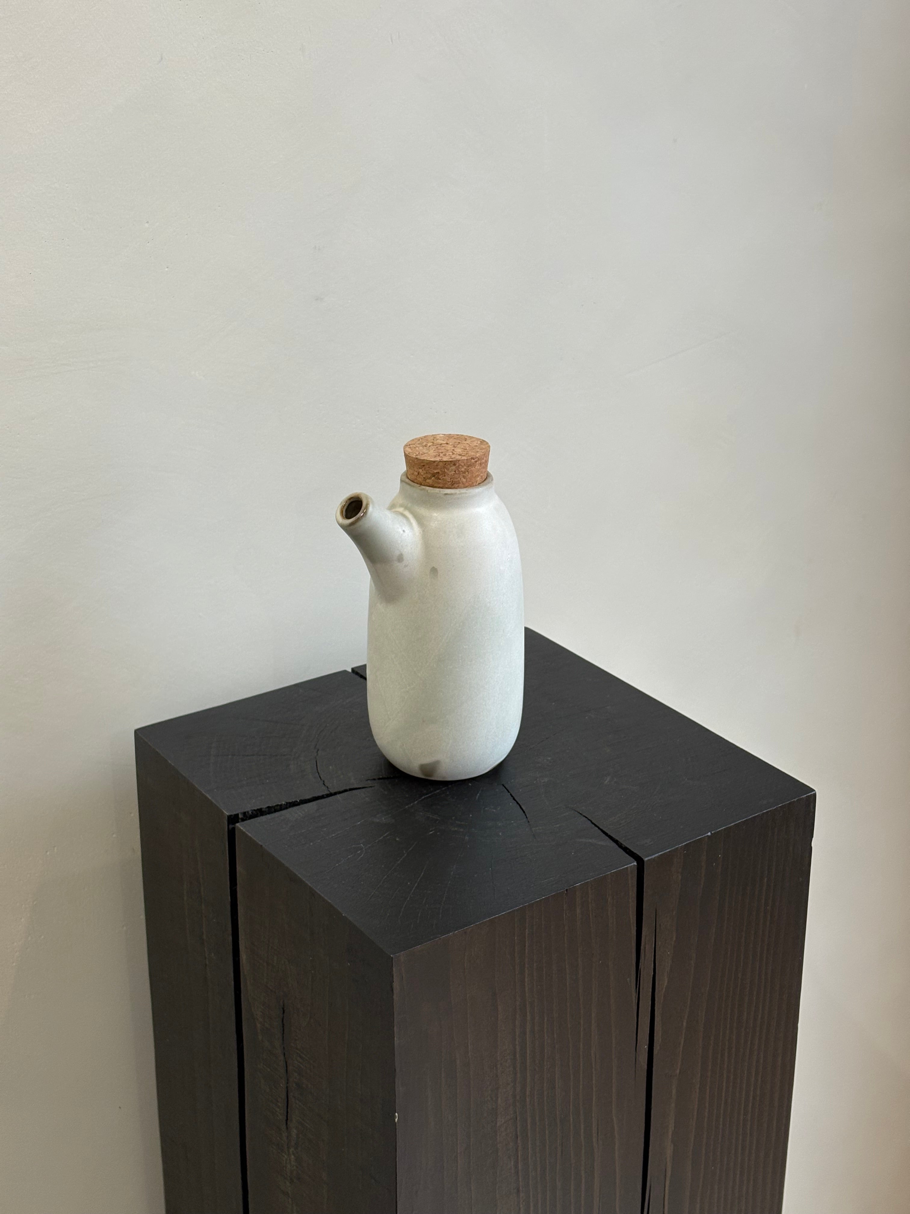 STONEWARE CRUET W/ CORK LID