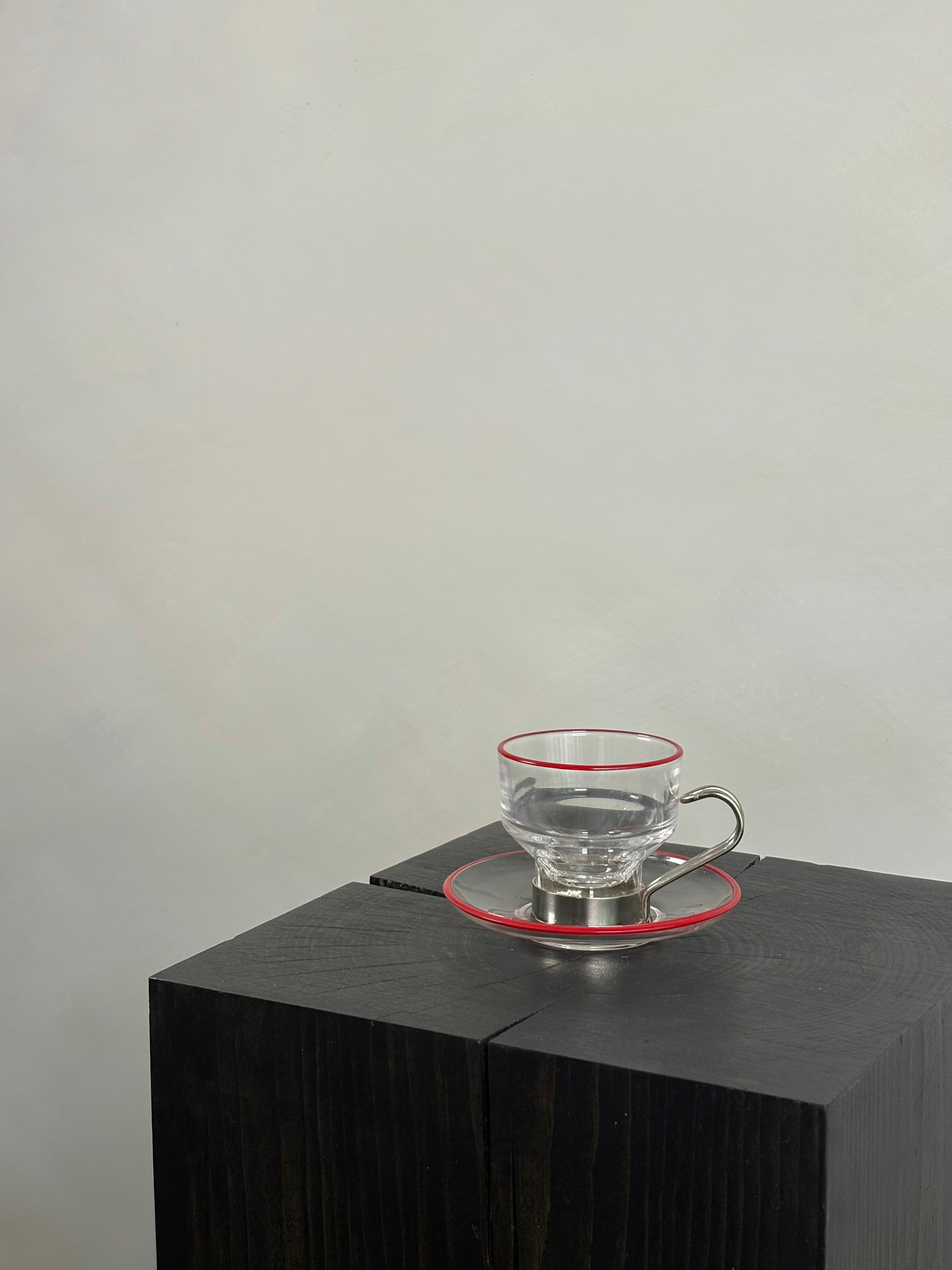 RED RIMMED TEA SET