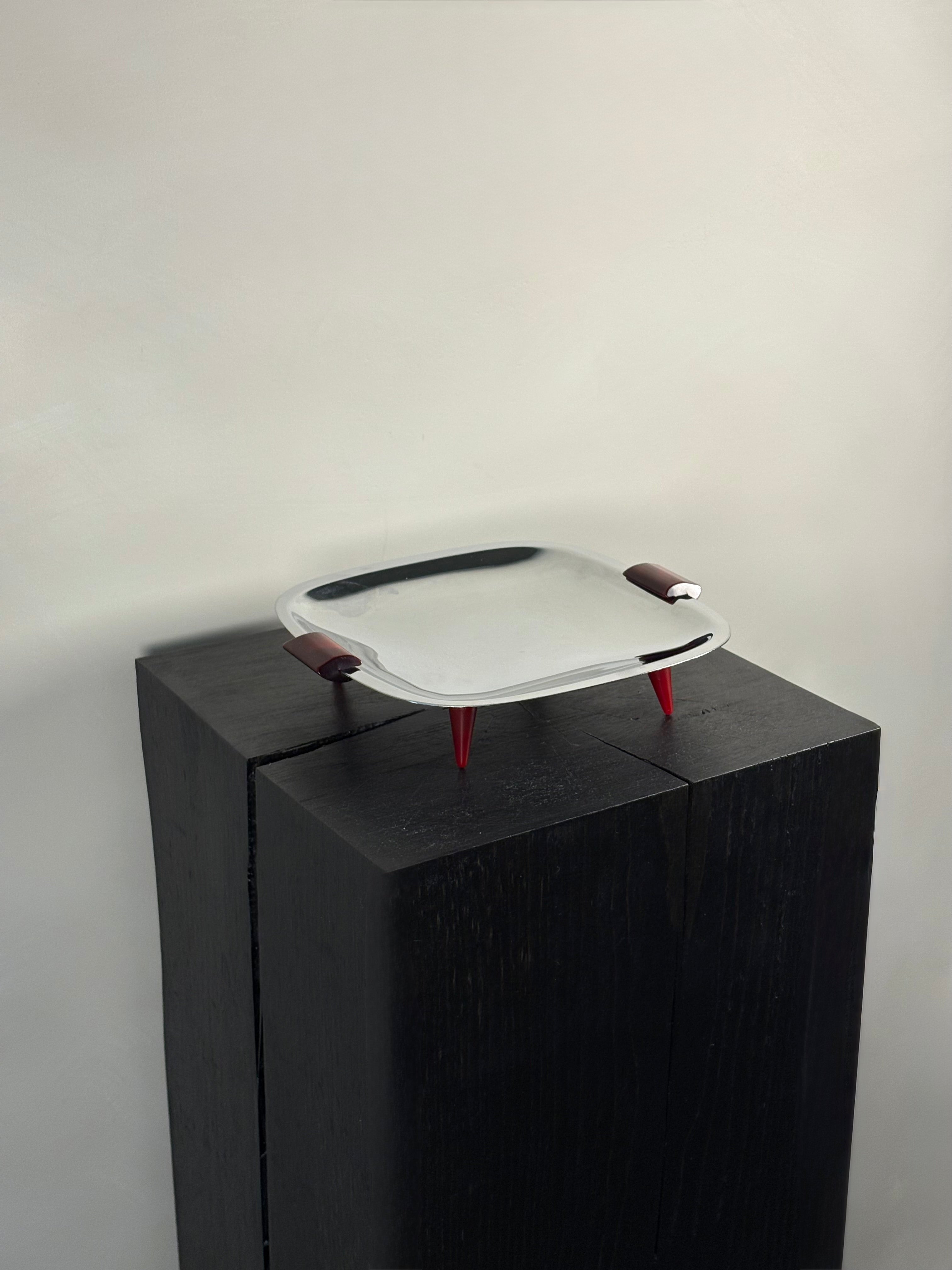 FOOTED CHROME TRAY