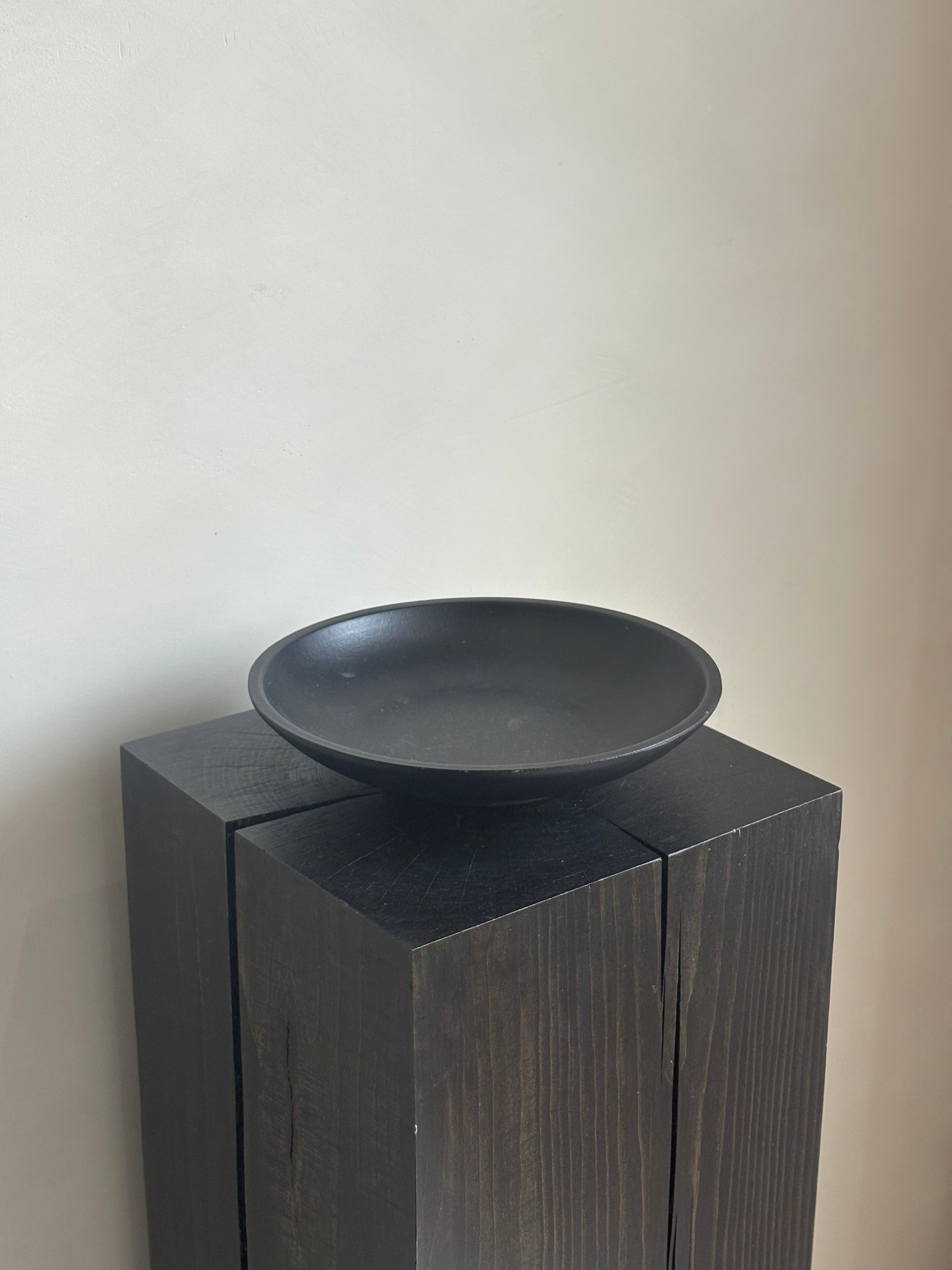 WOODEN BLACK PEDESTAL BOWL