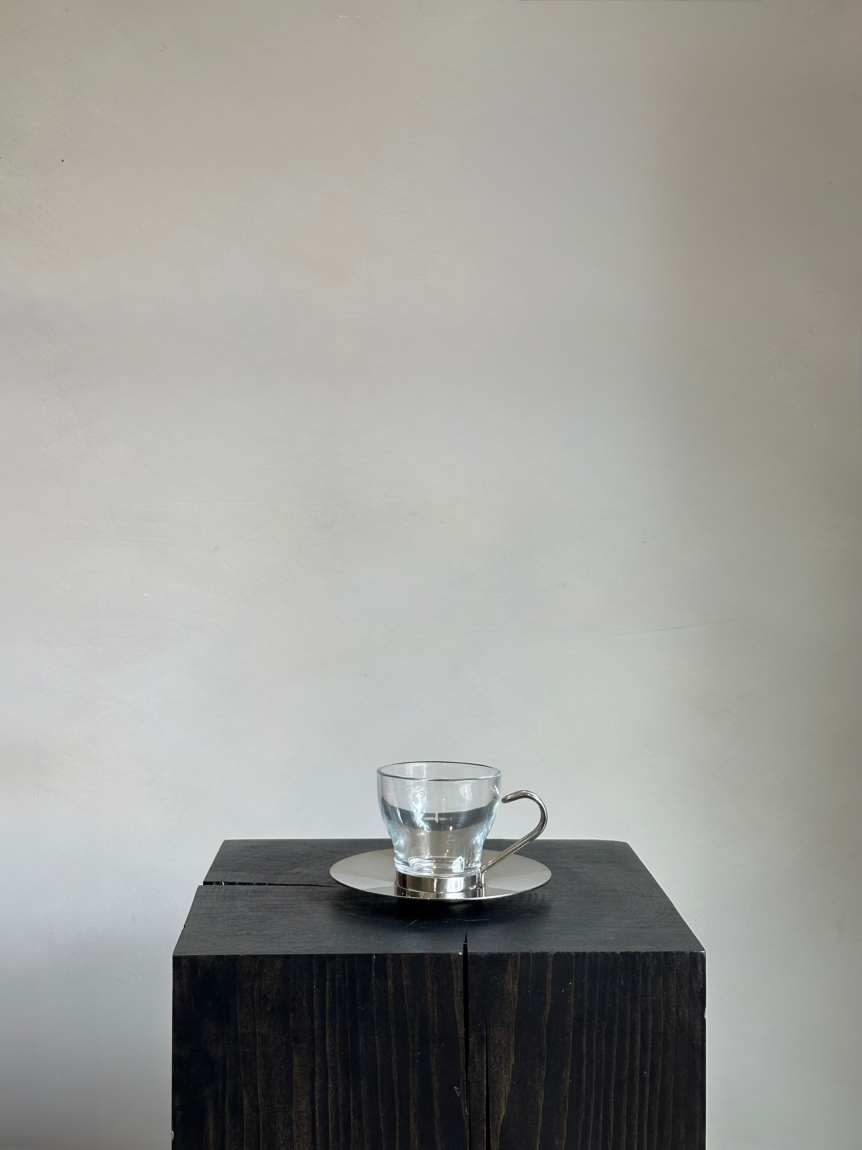 CHROME + GLASS TEA CUP