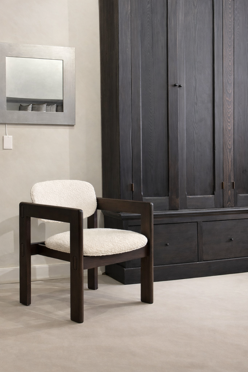 Vintage 1980s European Oak Sculptural Armchair – Restored