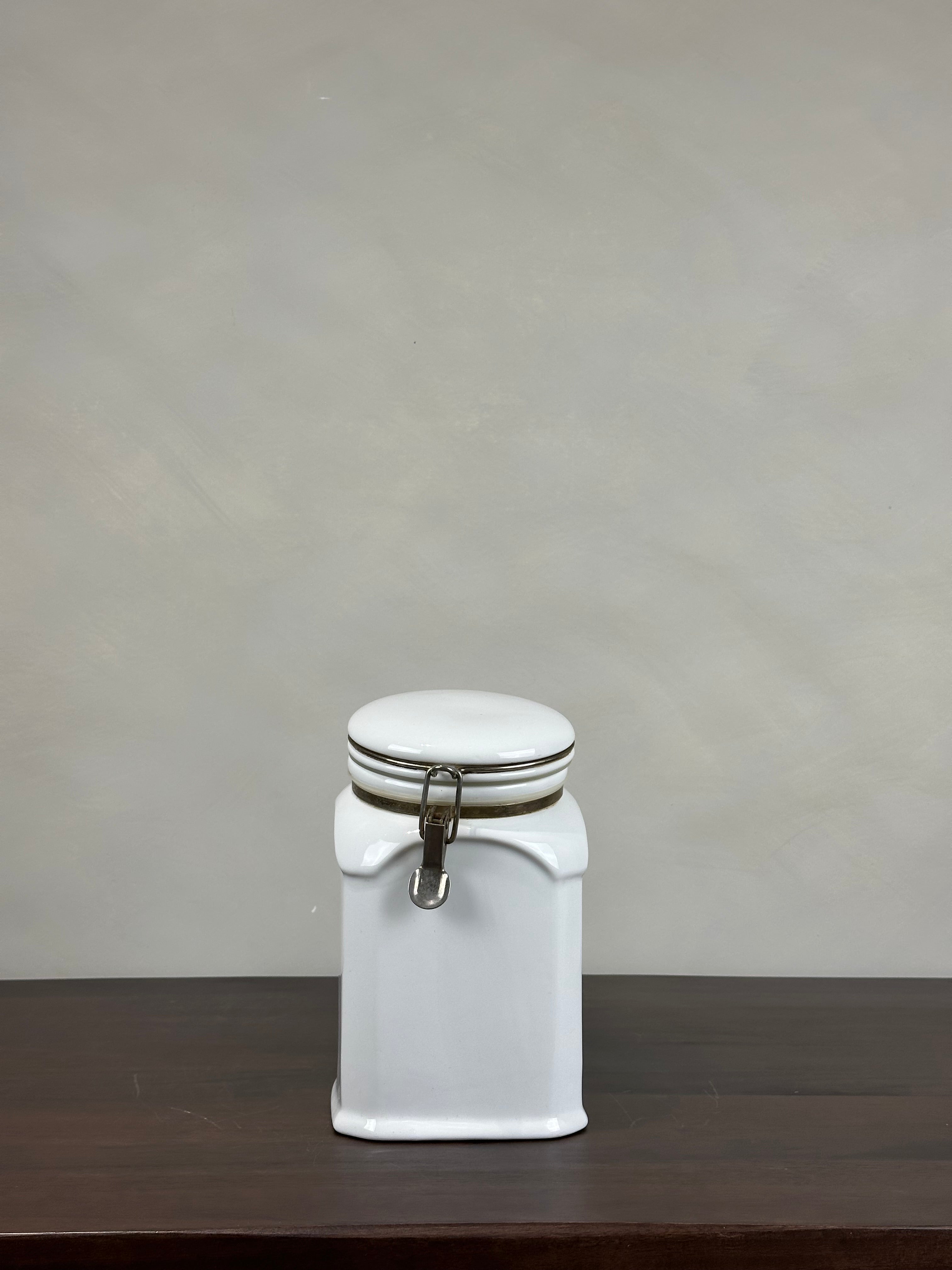 WHITE CERAMIC CANISTER - LARGE