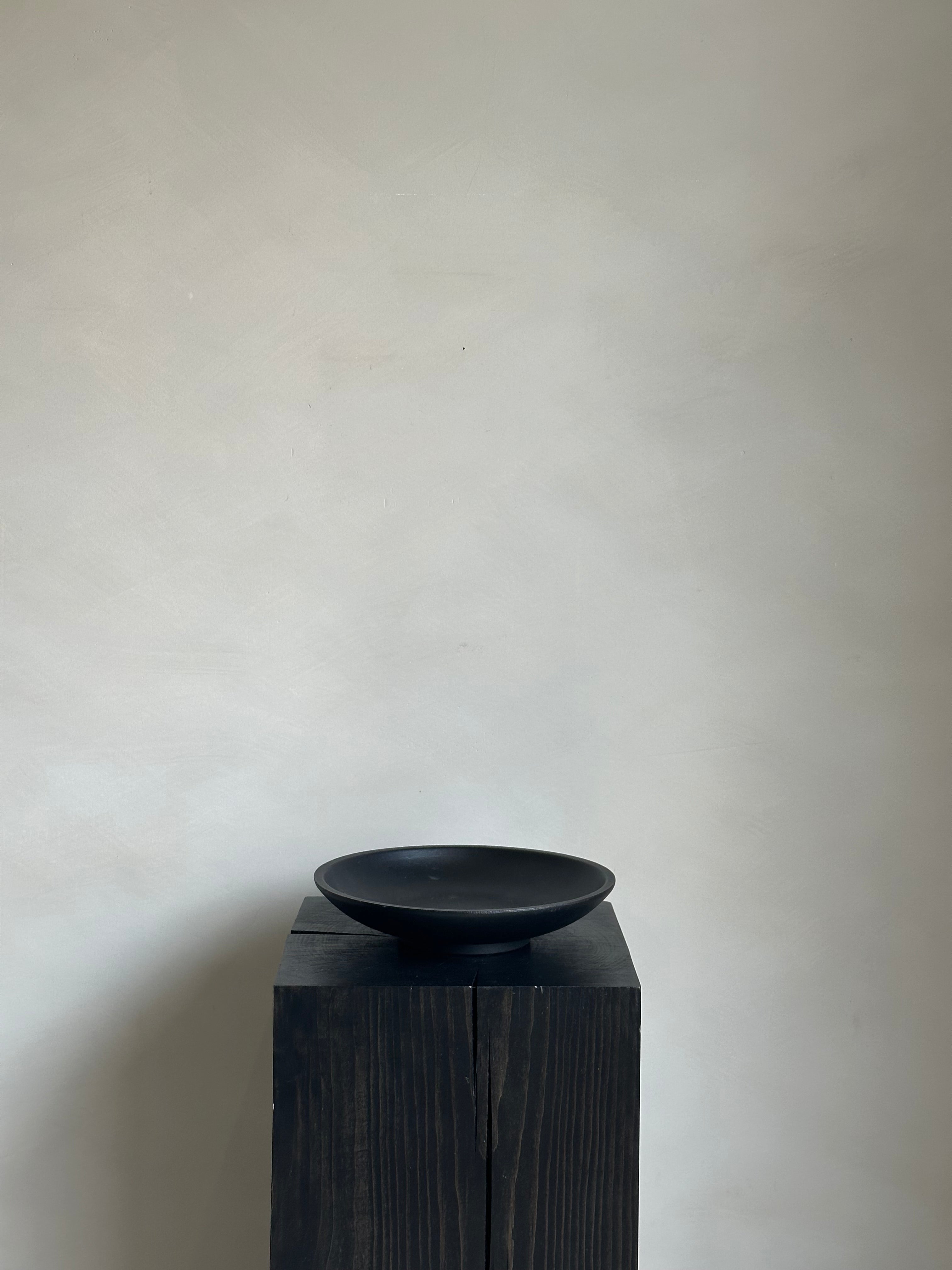 WOODEN BLACK PEDESTAL BOWL