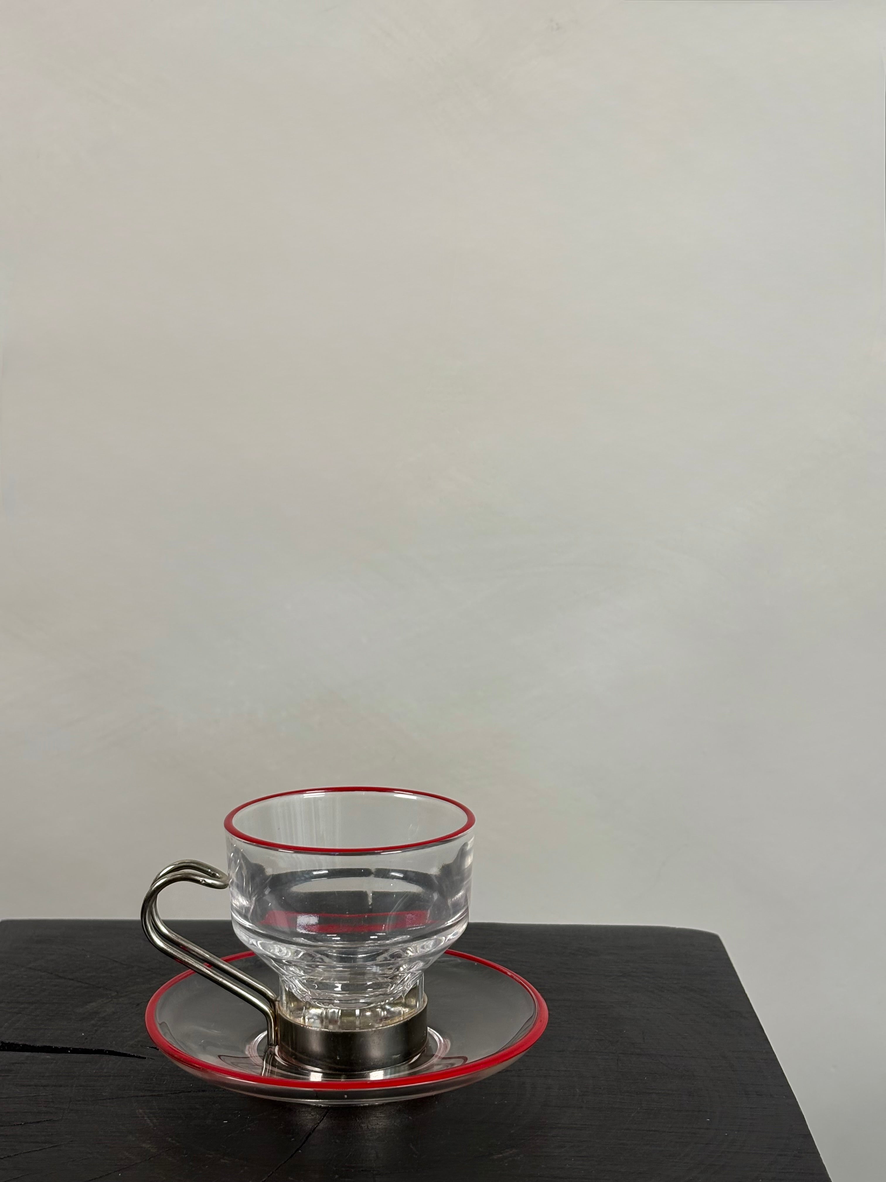RED RIMMED TEA SET