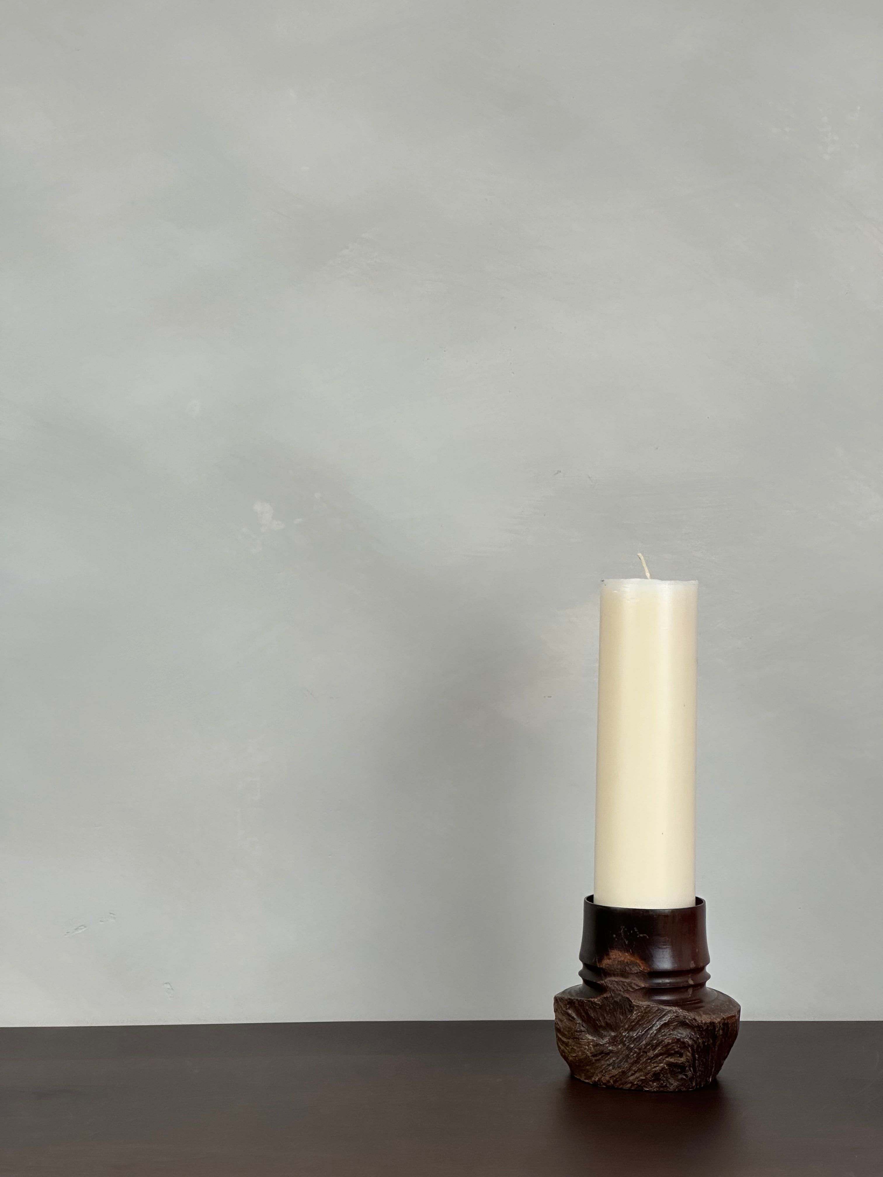 WOODEN-LIKE CANDLE HOLDER