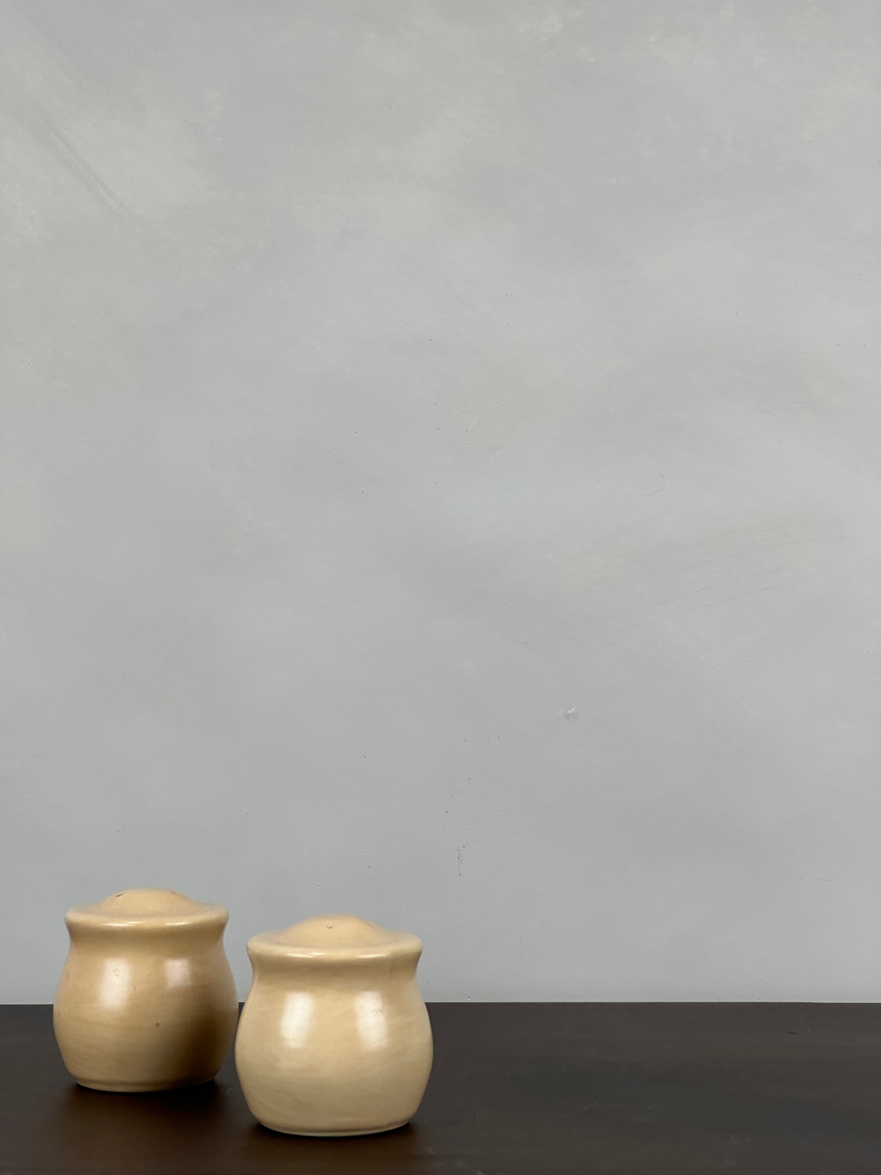 BEIGE SALT AND PEPPER SHAKERS