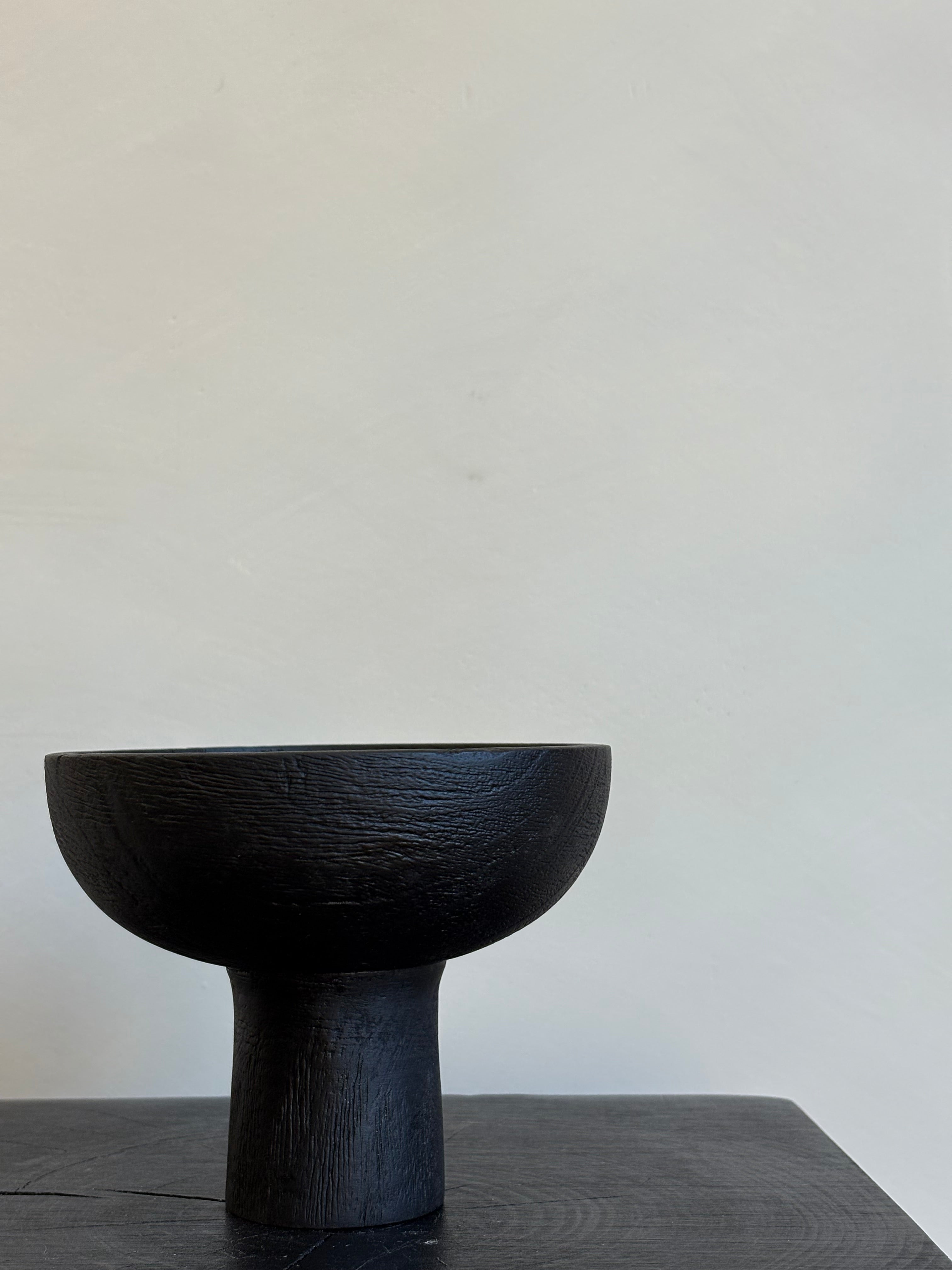 SMALL BLACK PEDESTAL BOWL