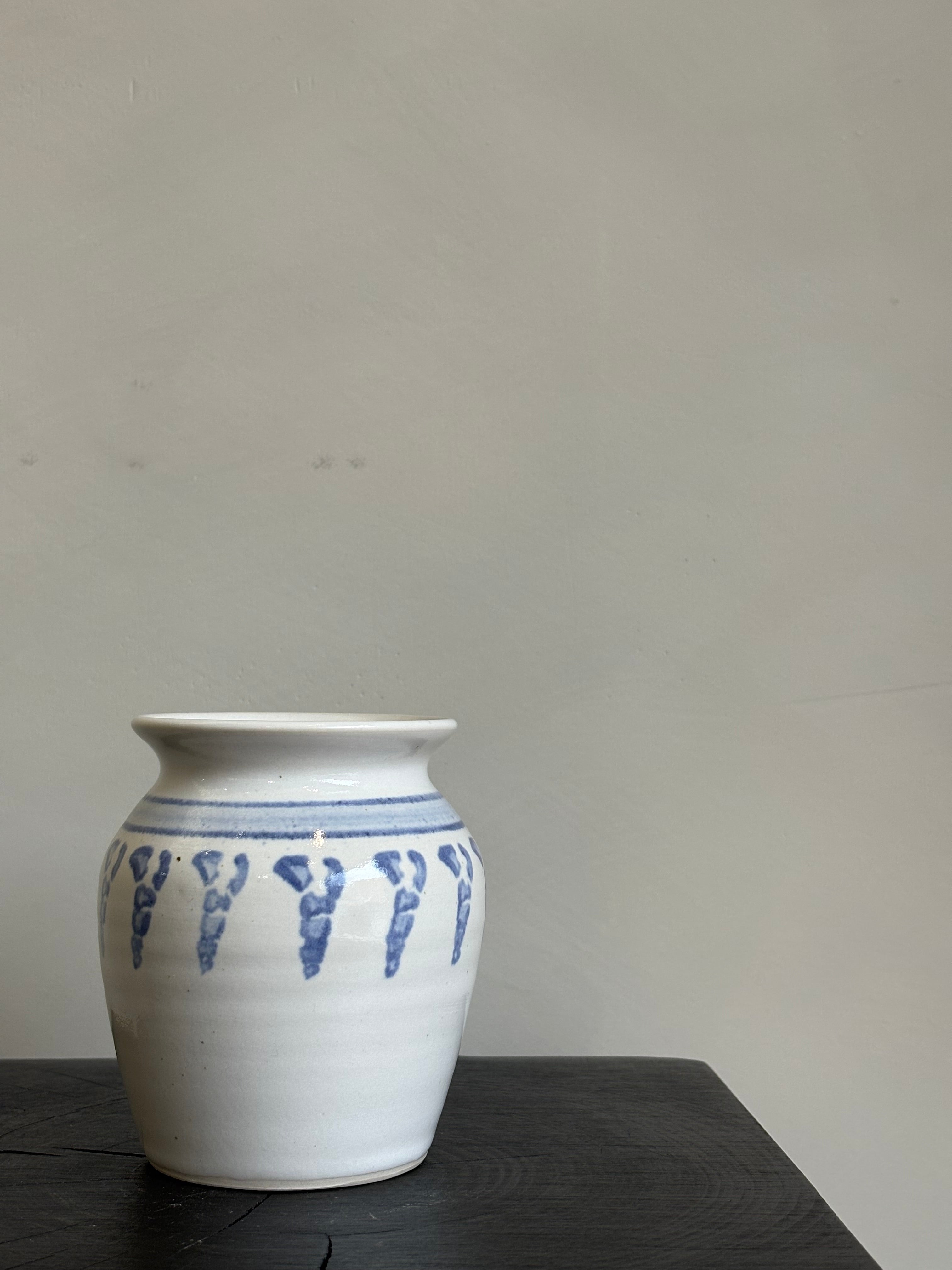 WHITE & BLUE CERAMIC VASE