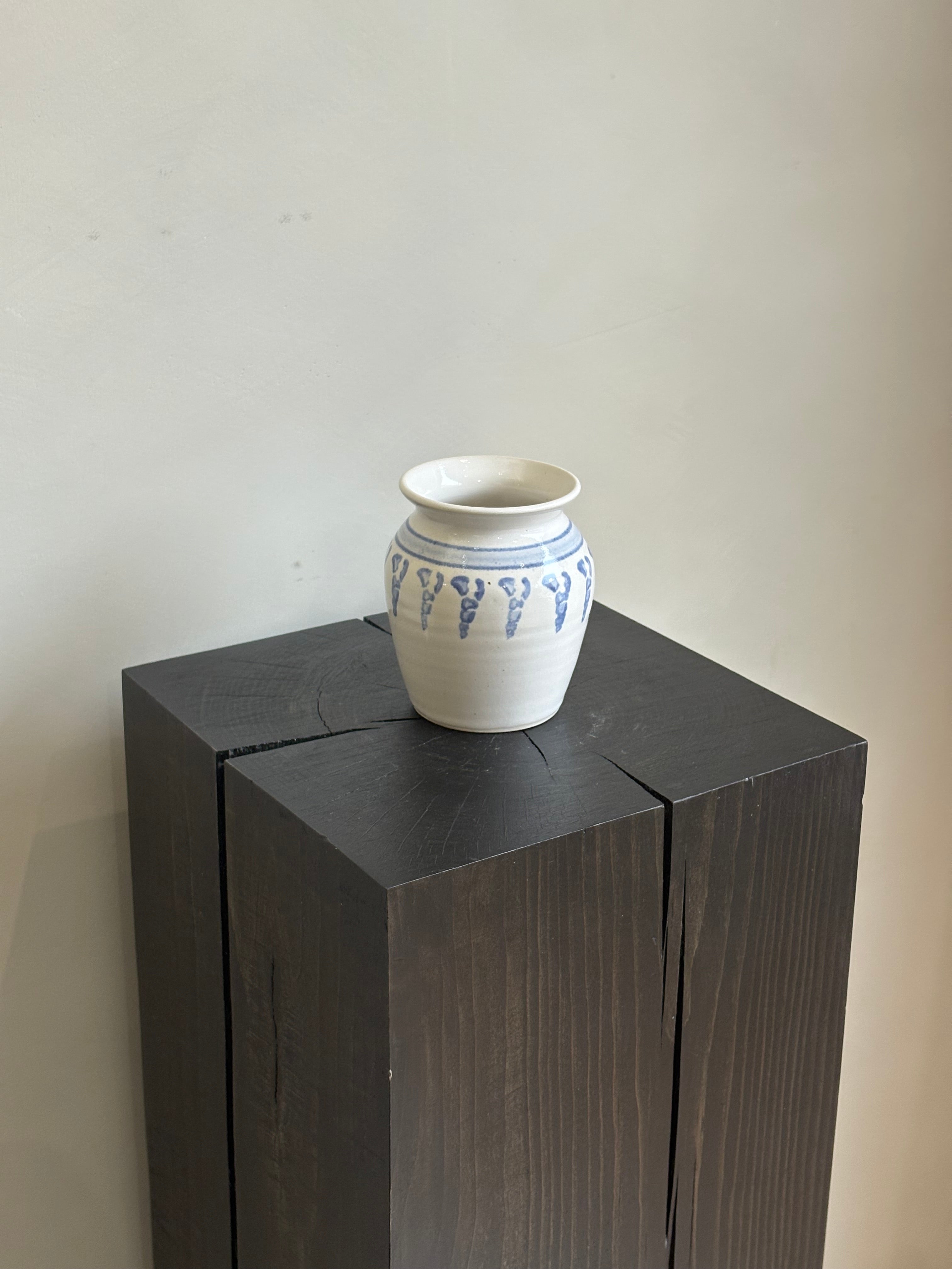 WHITE & BLUE CERAMIC VASE