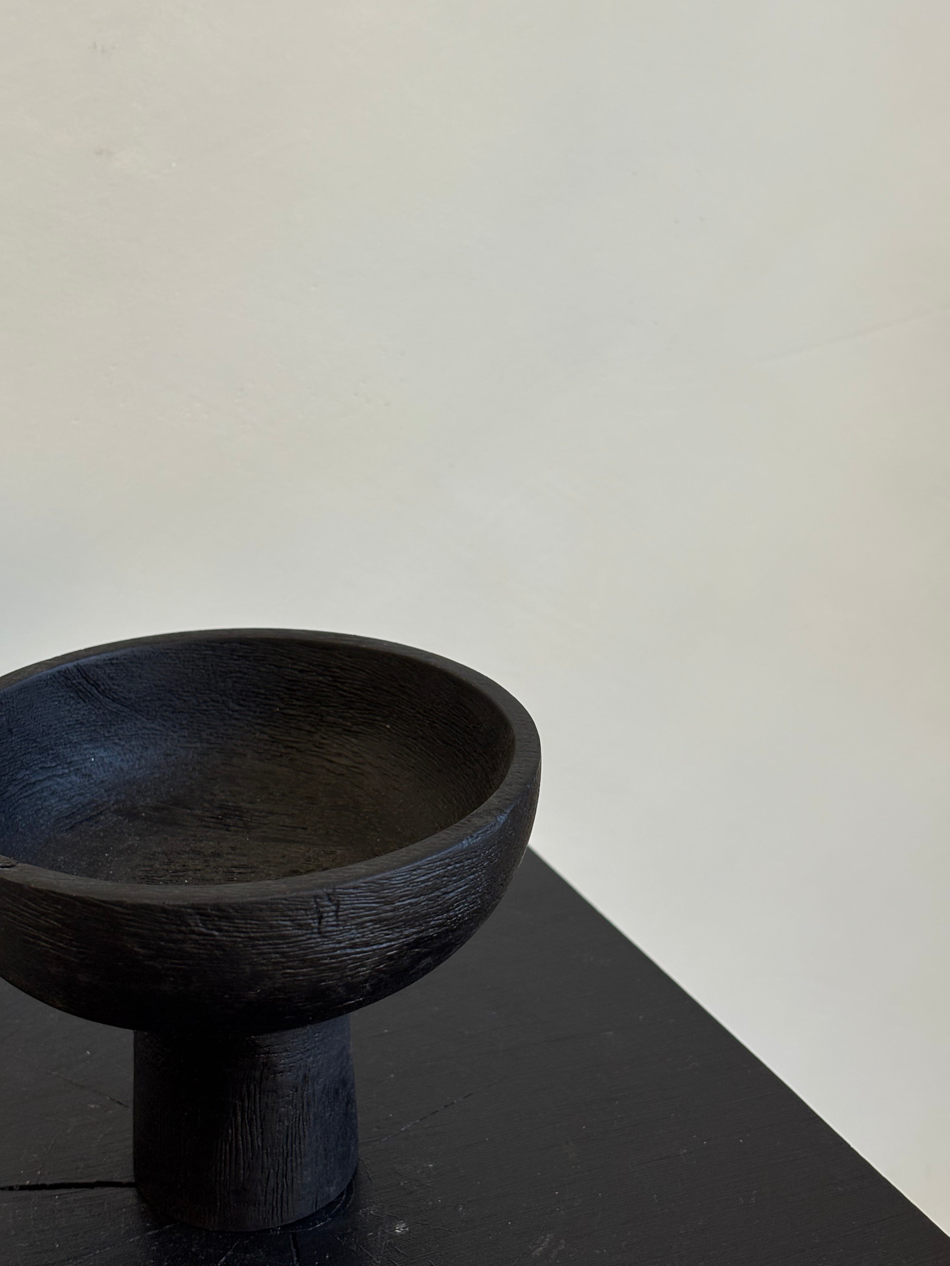 SMALL BLACK PEDESTAL BOWL
