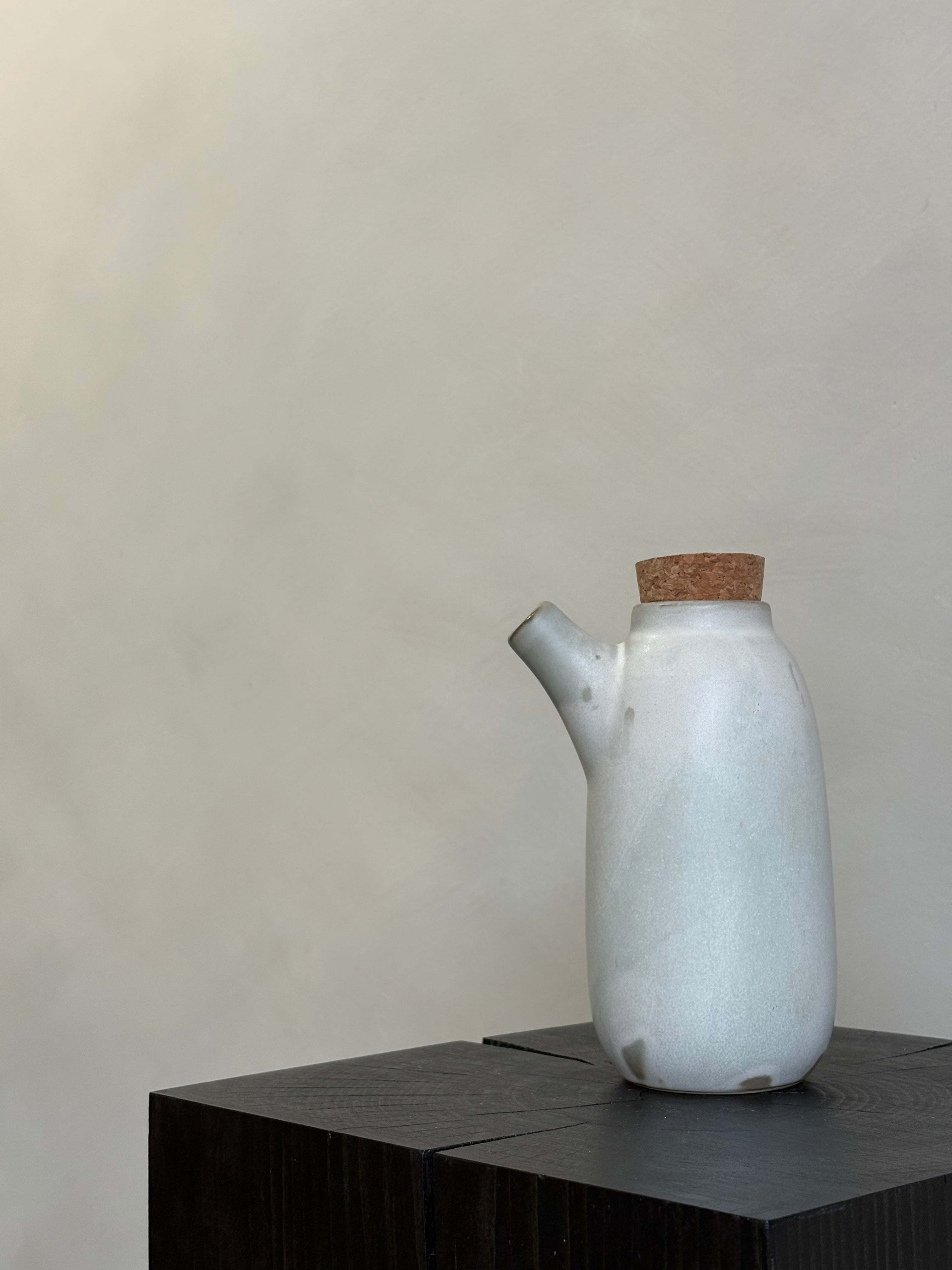 STONEWARE CRUET W/ CORK LID