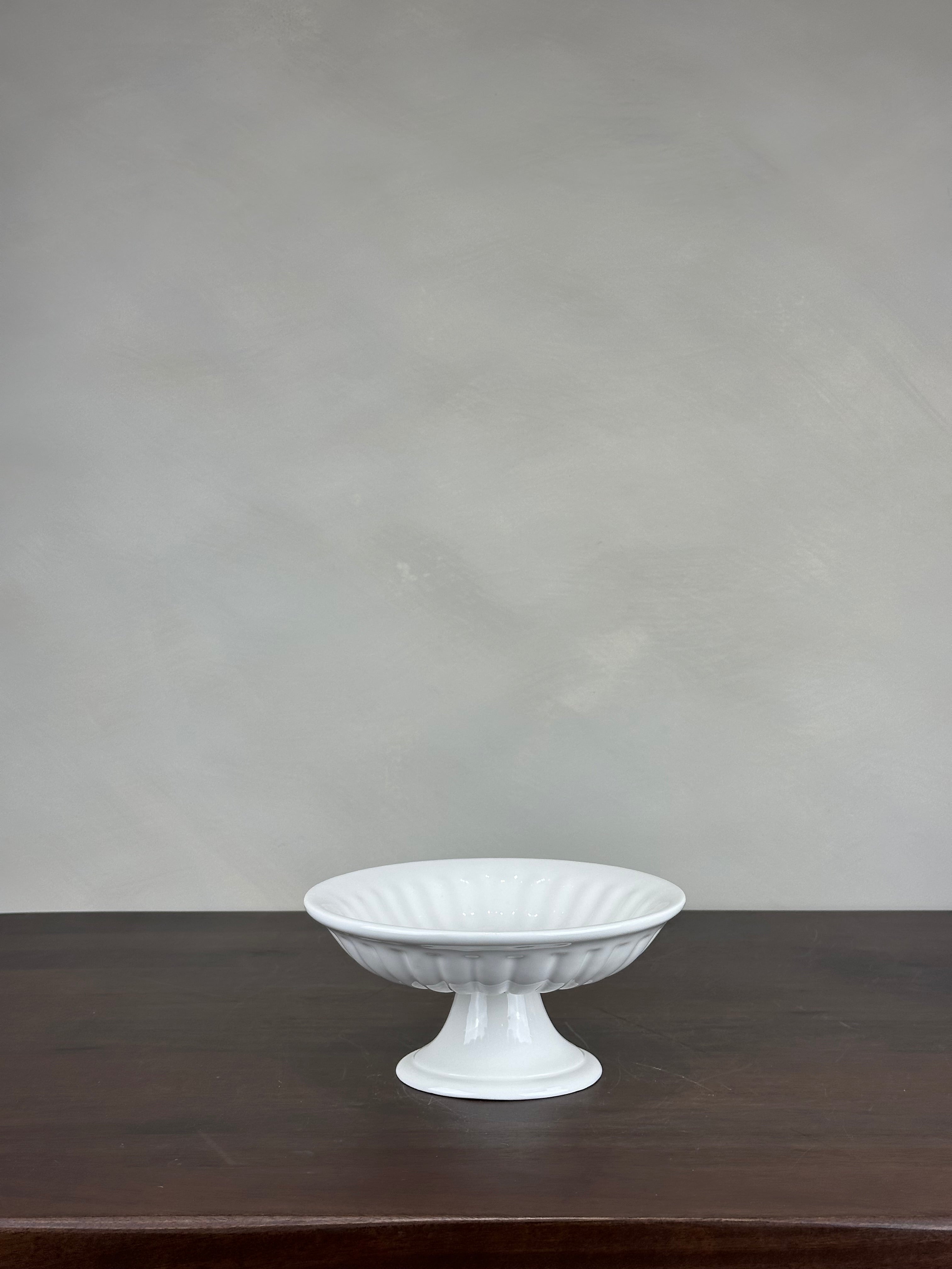 WHITE CERAMIC PEDESTAL BOWL