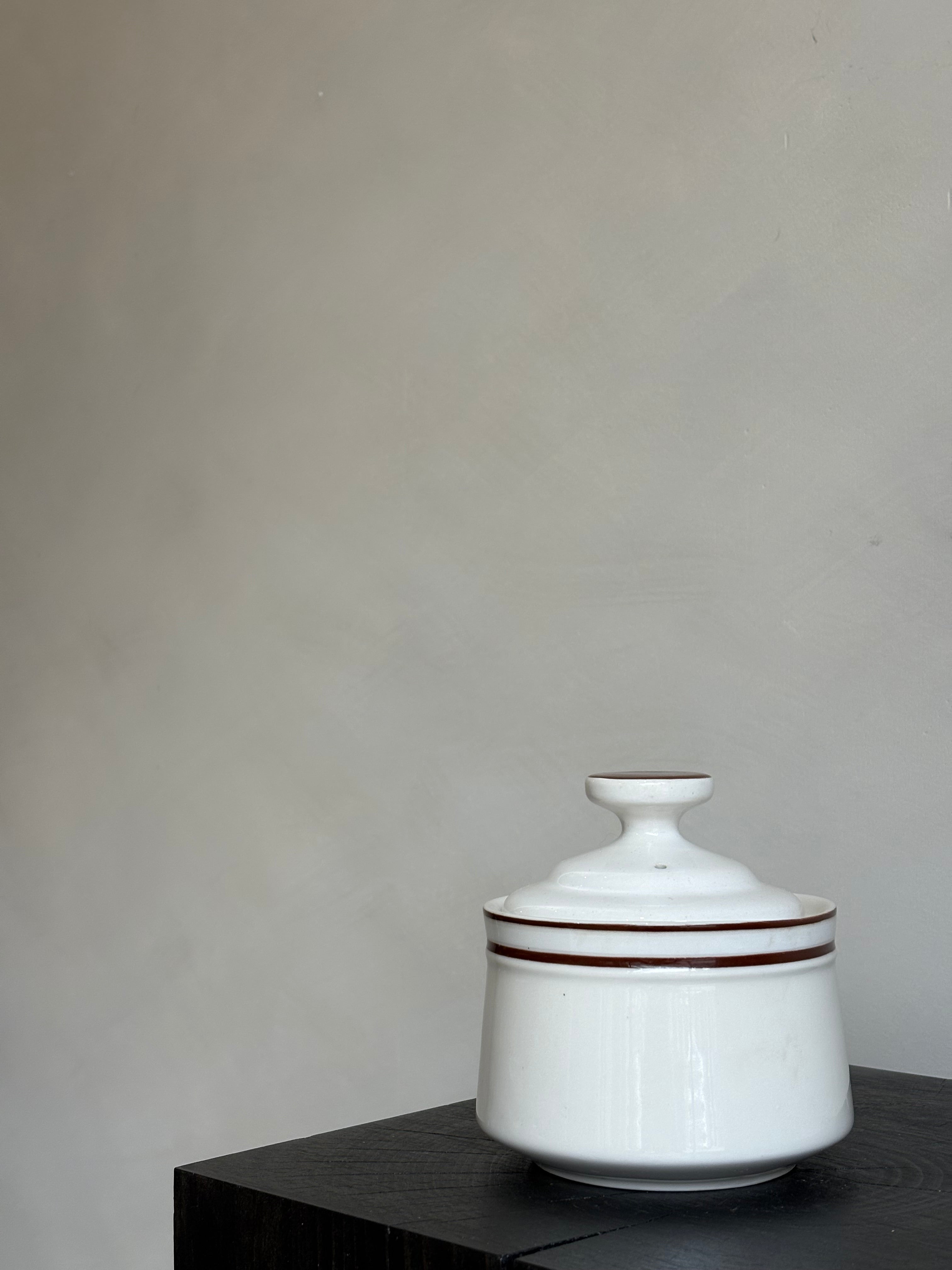 BROWN STRIPED SUGAR DISH