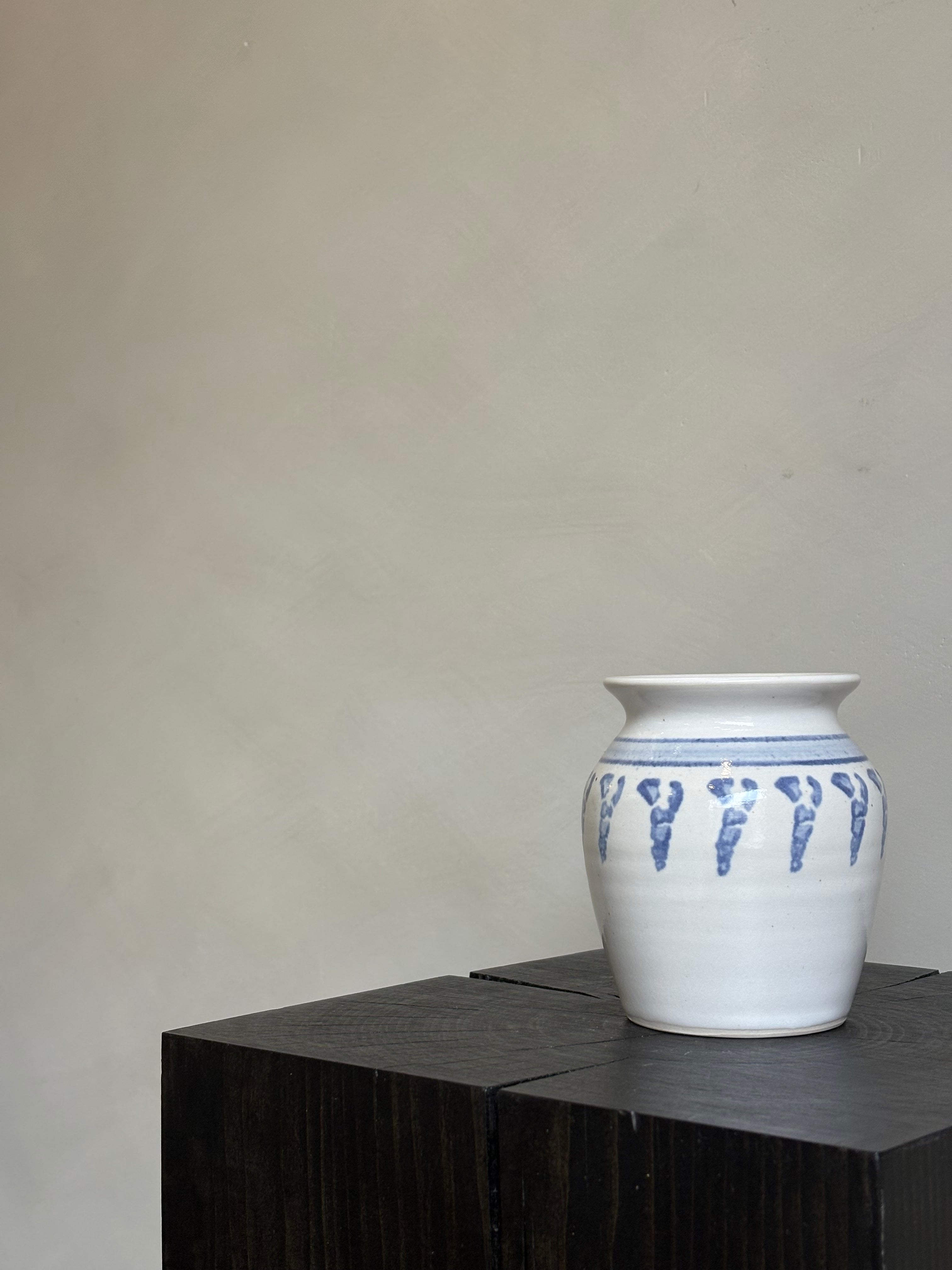 WHITE & BLUE CERAMIC VASE
