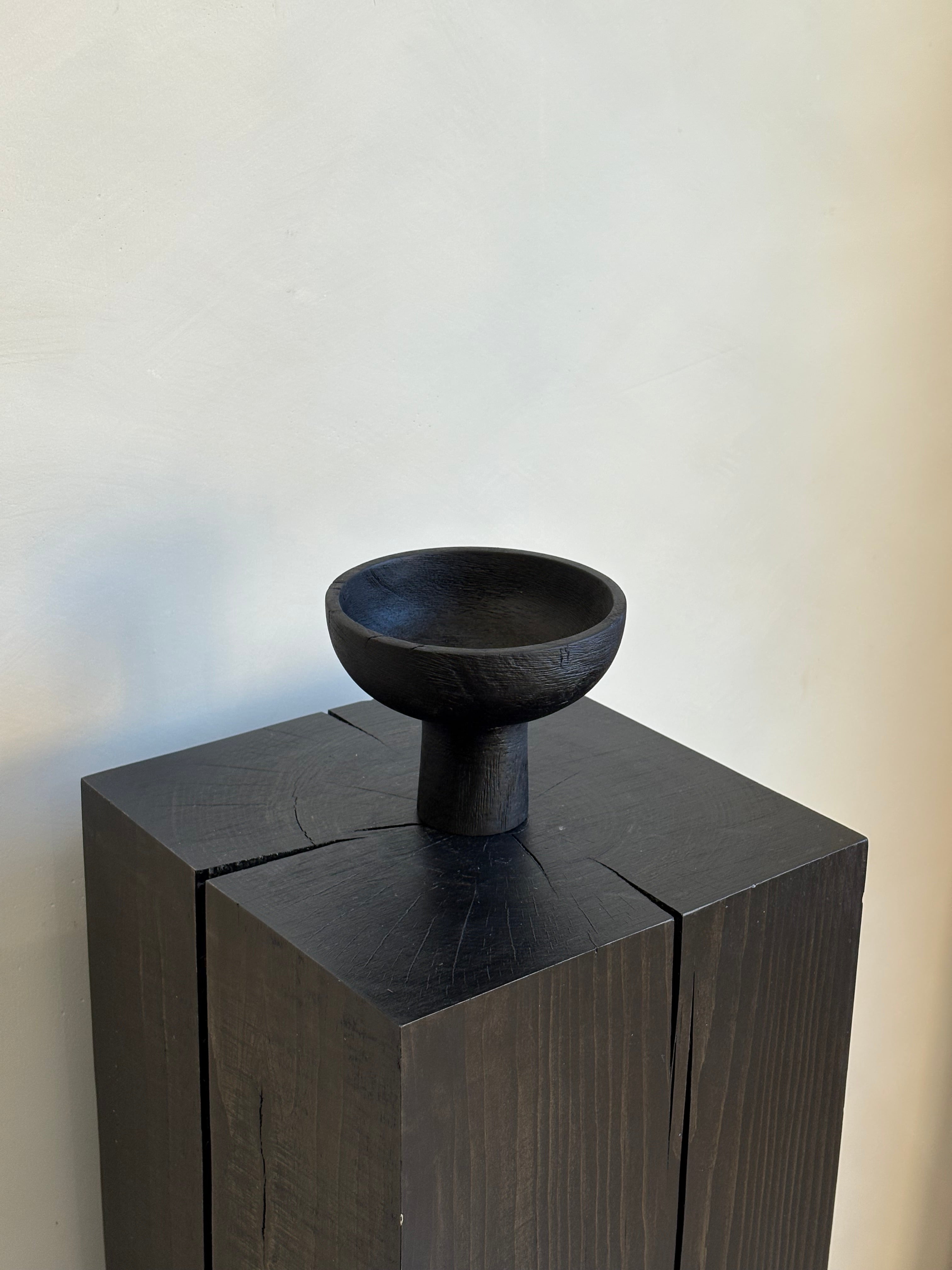 SMALL BLACK PEDESTAL BOWL