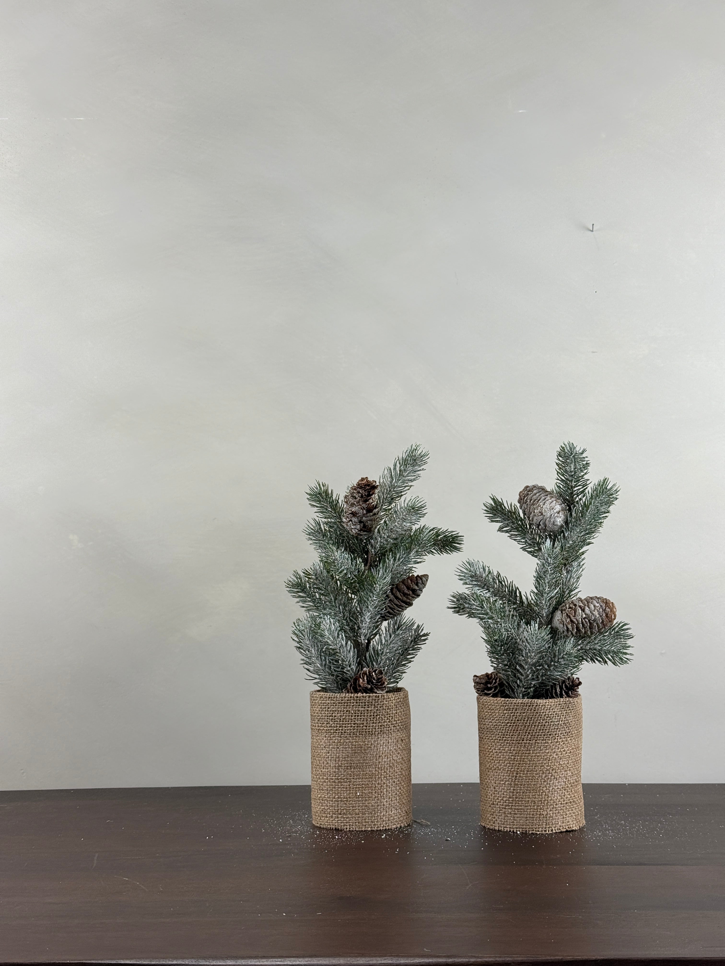 SNOW PINE TREE WITH JUTE TRIM