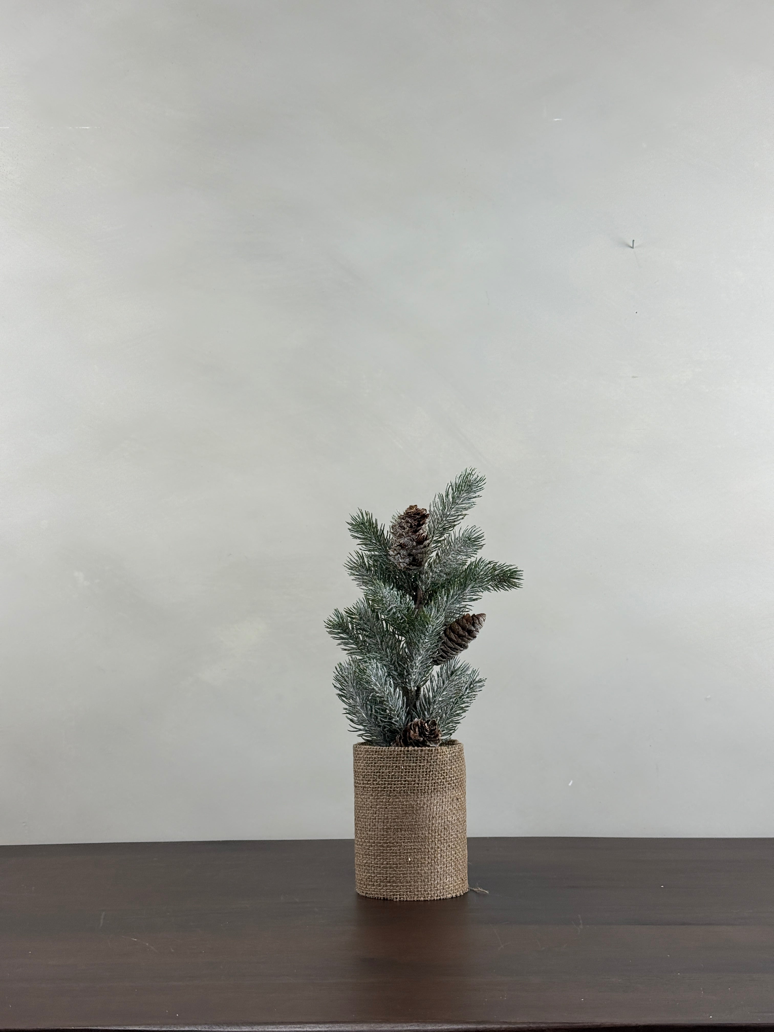 SNOW PINE TREE WITH JUTE TRIM