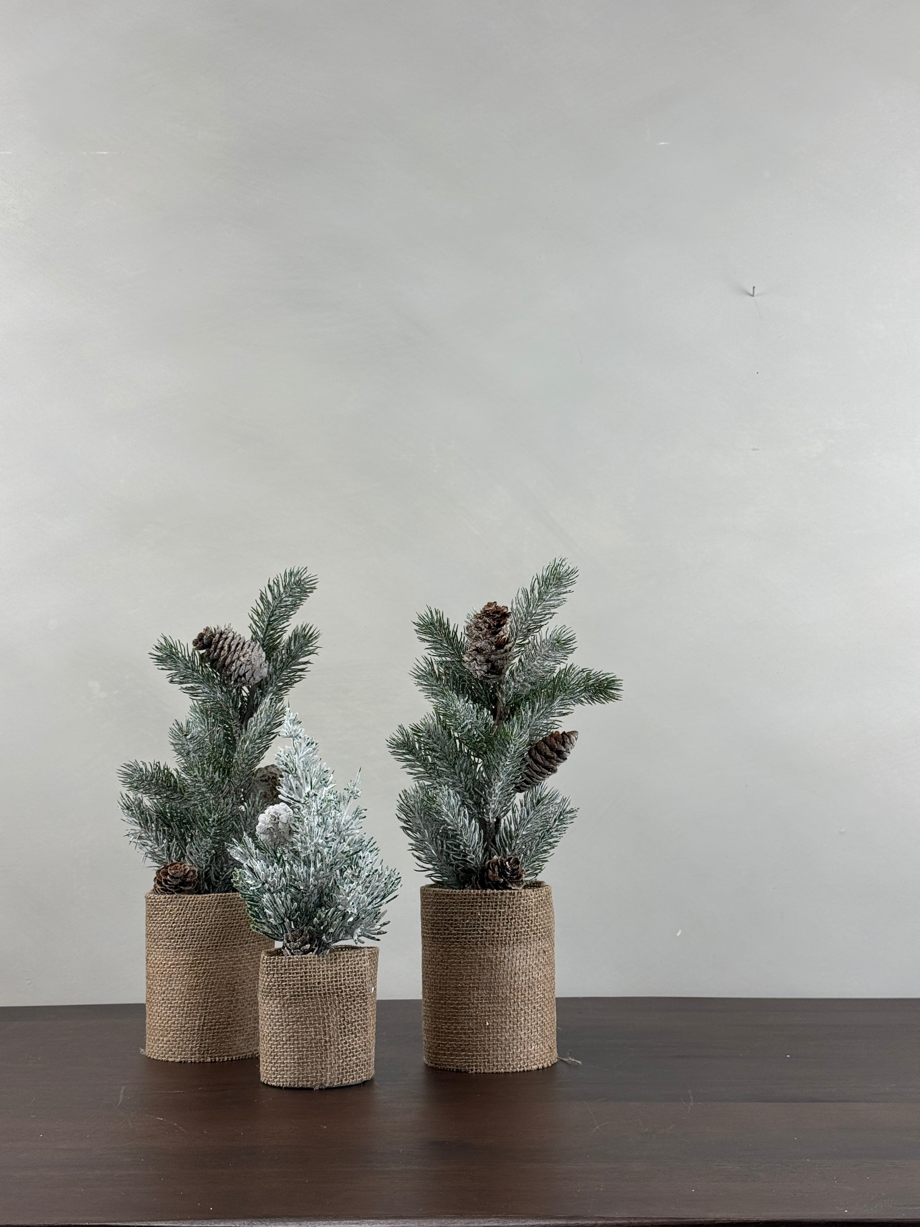 SNOW PINE TREE WITH JUTE TRIM