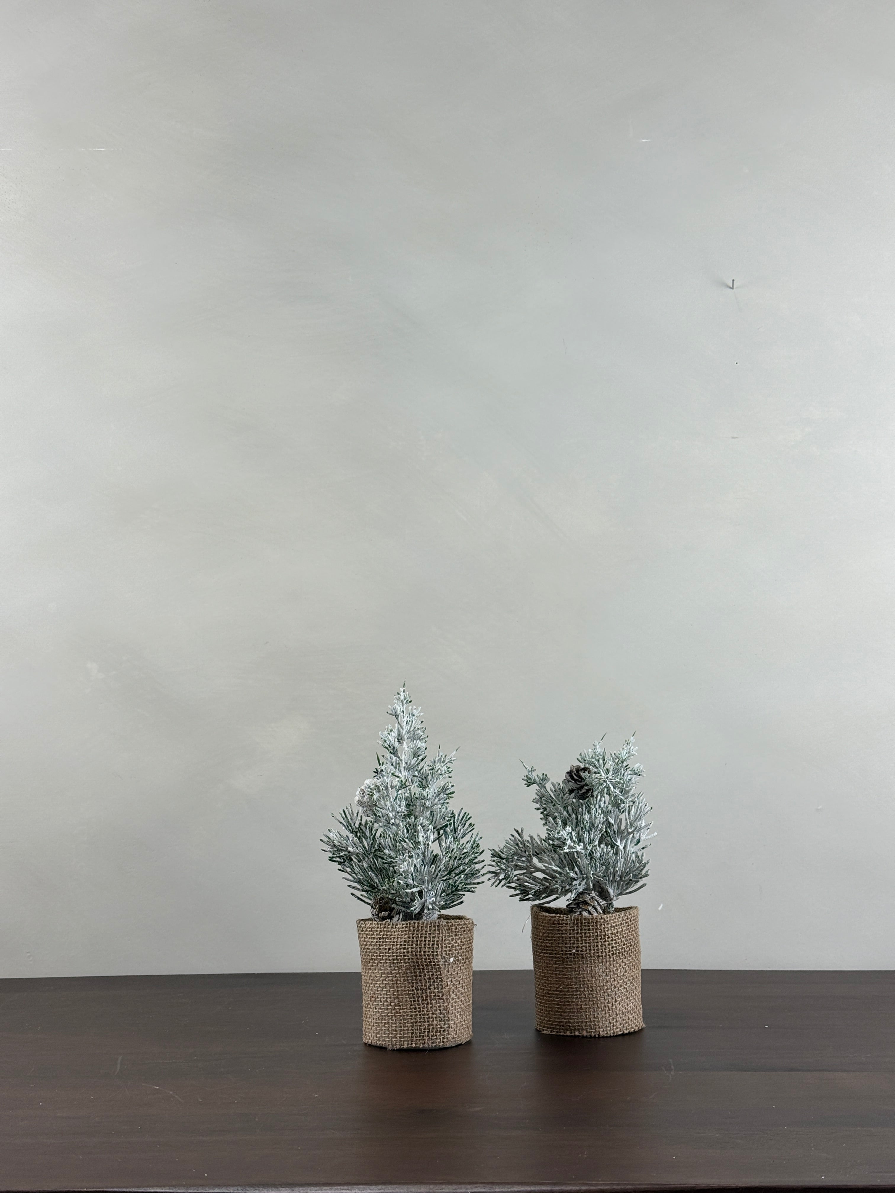 SNOW PINE TREE WITH JUTE TRIM
