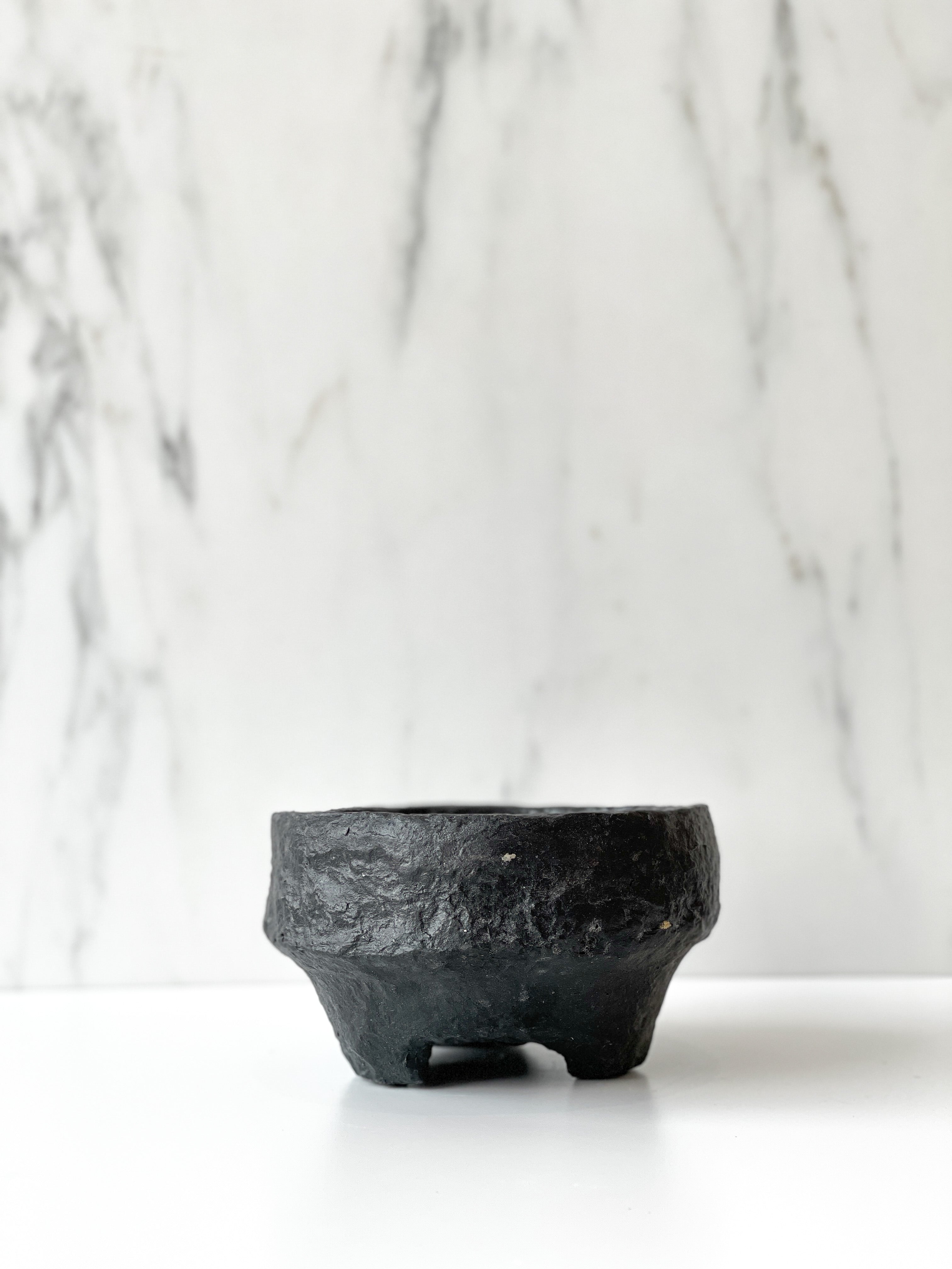 PAPER MACHE FOOTED BOWL