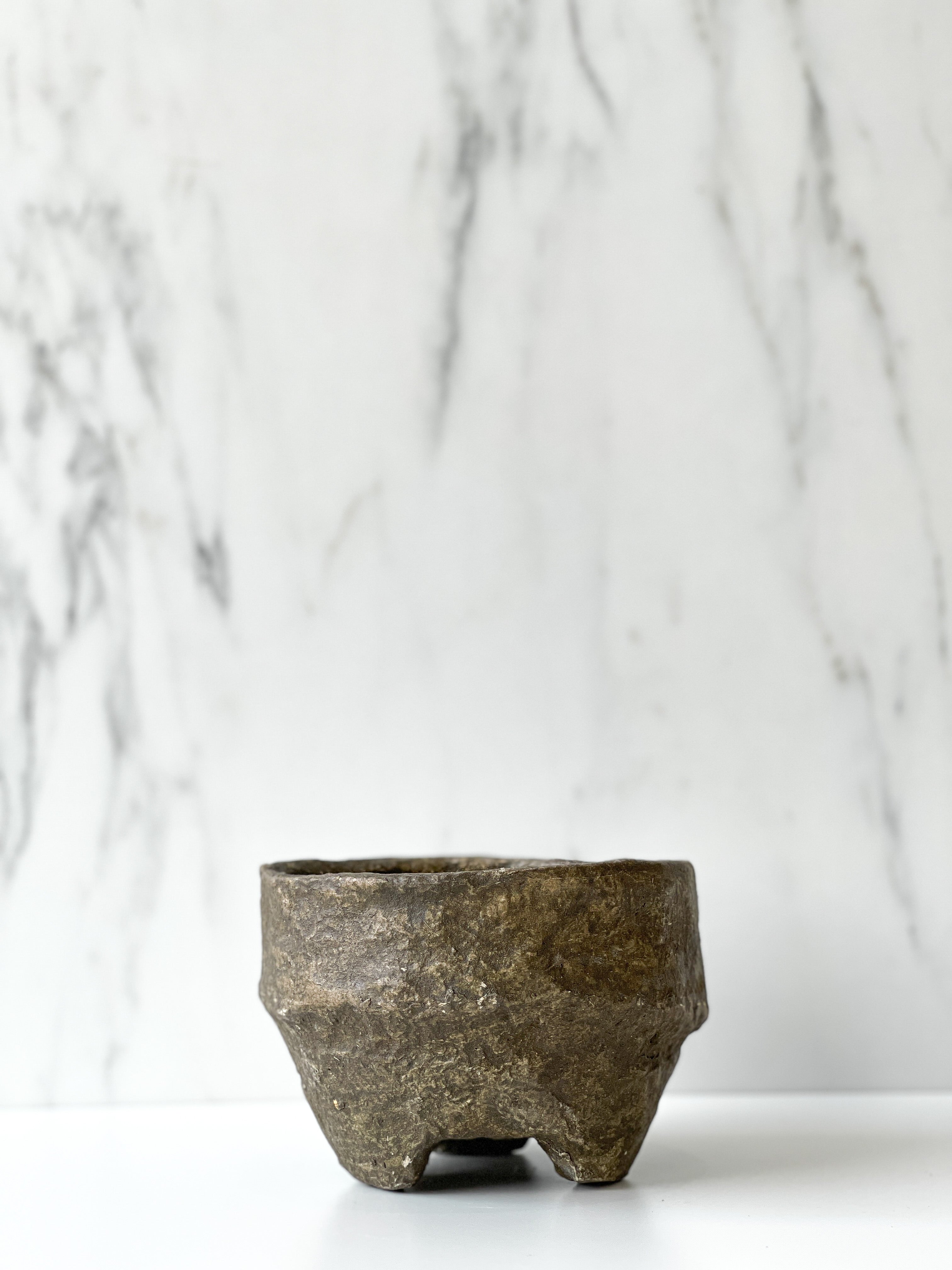PAPER MACHE FOOTED BOWL