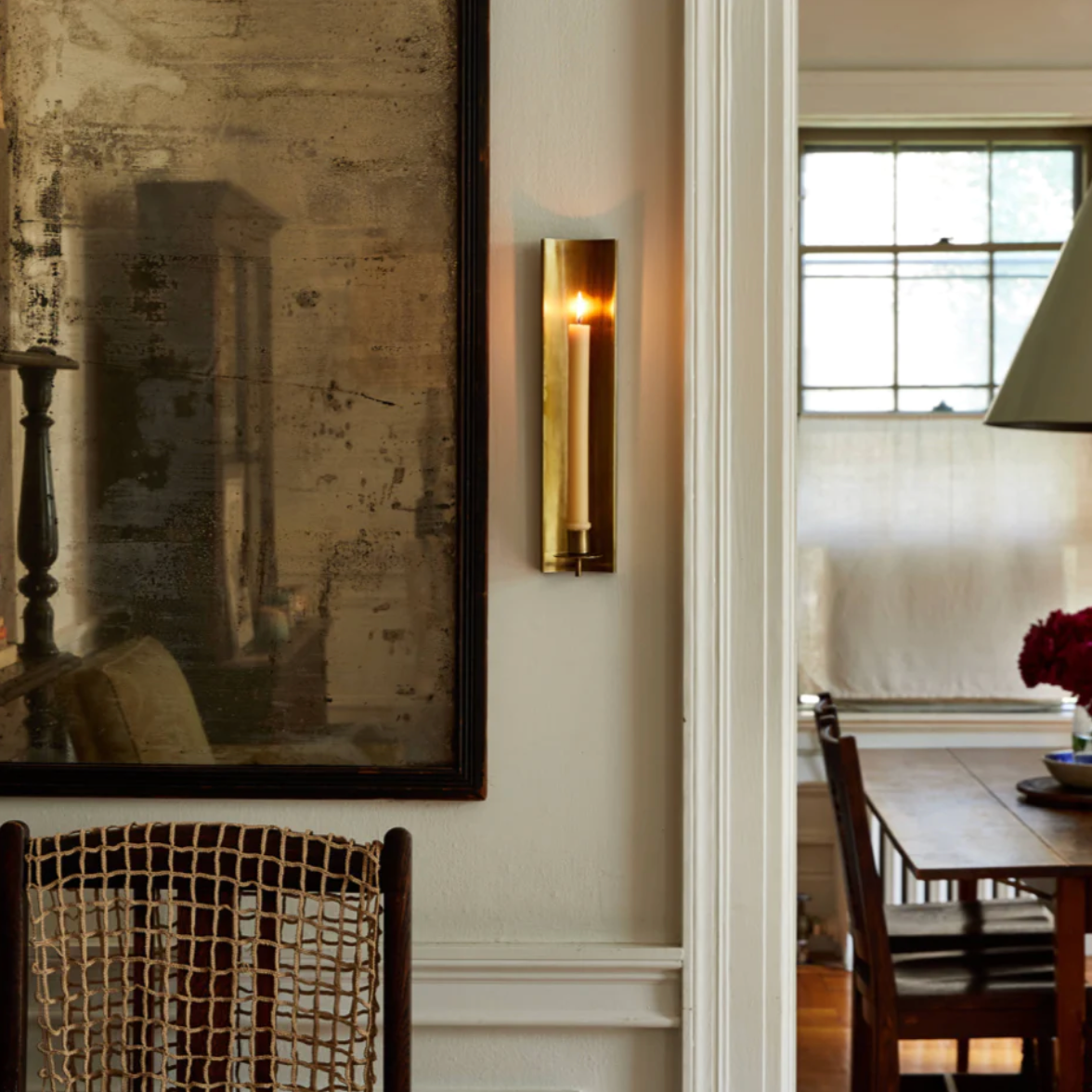 BRASS PLATED CHANNEL WALL SCONCE